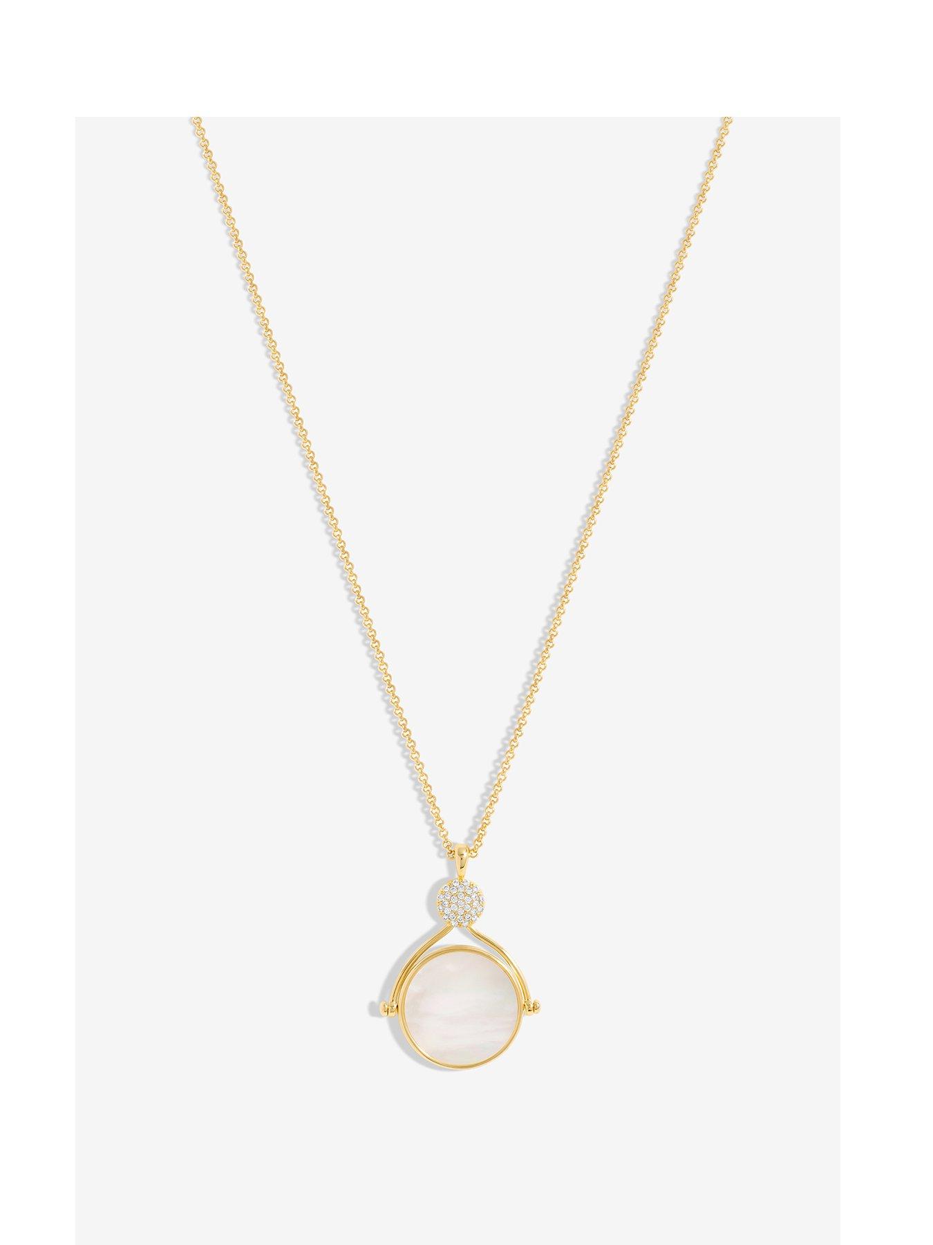 undefined Gold Plated Evil Eye And Mother Of Pearl Spinning Pendant - Gift Pouch