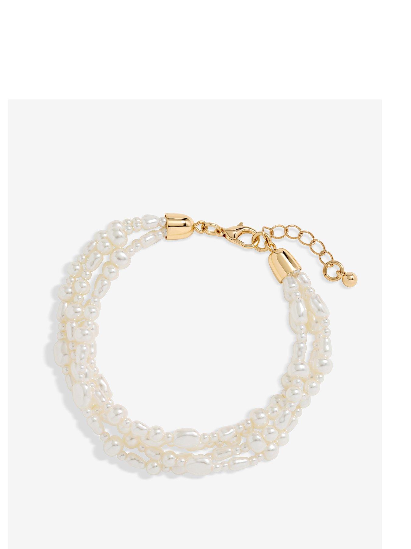 undefined Gold Plated Semi Precious Multi Row Twisted Bracelet