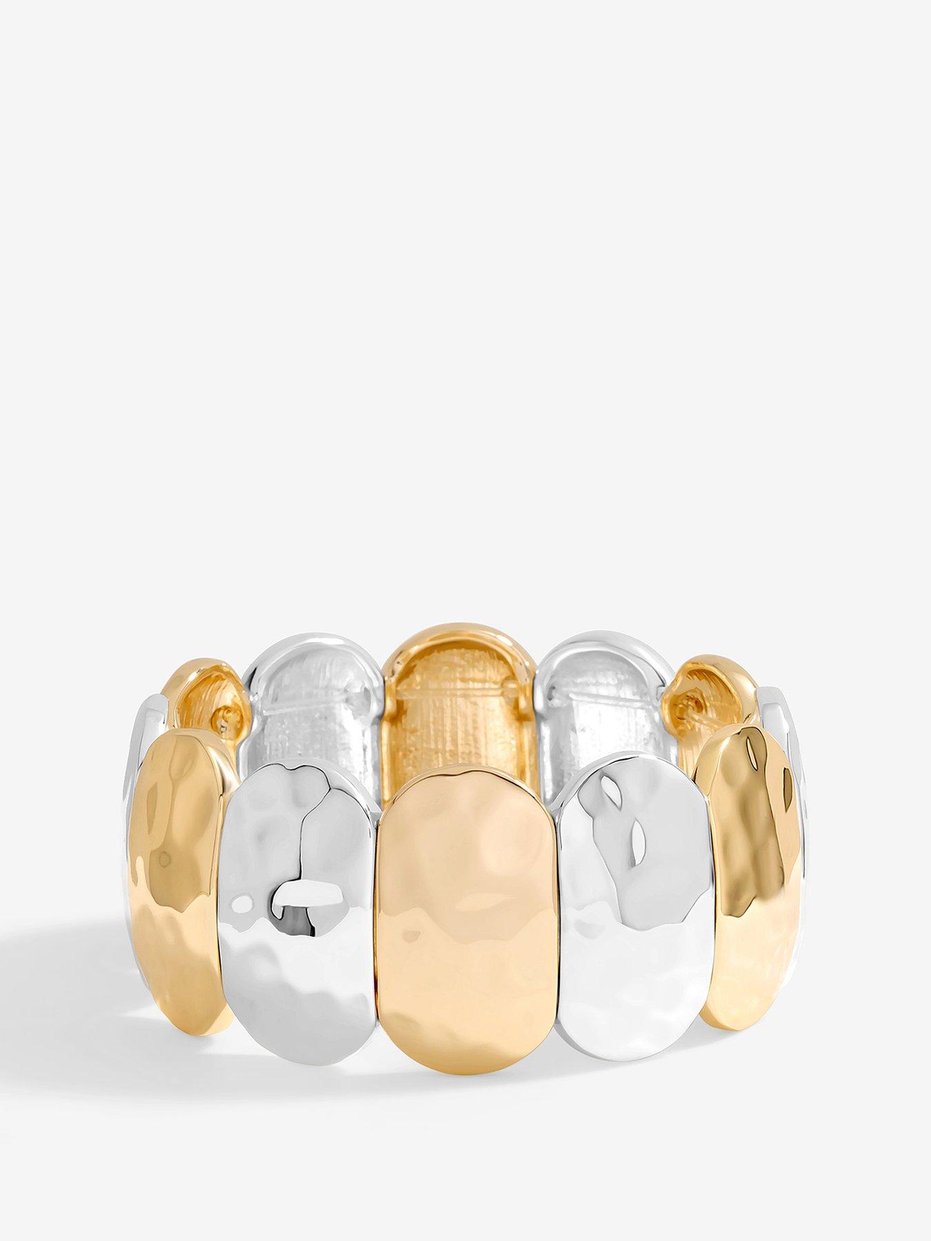 undefined Two Tone Hammered Stretch Bracelet