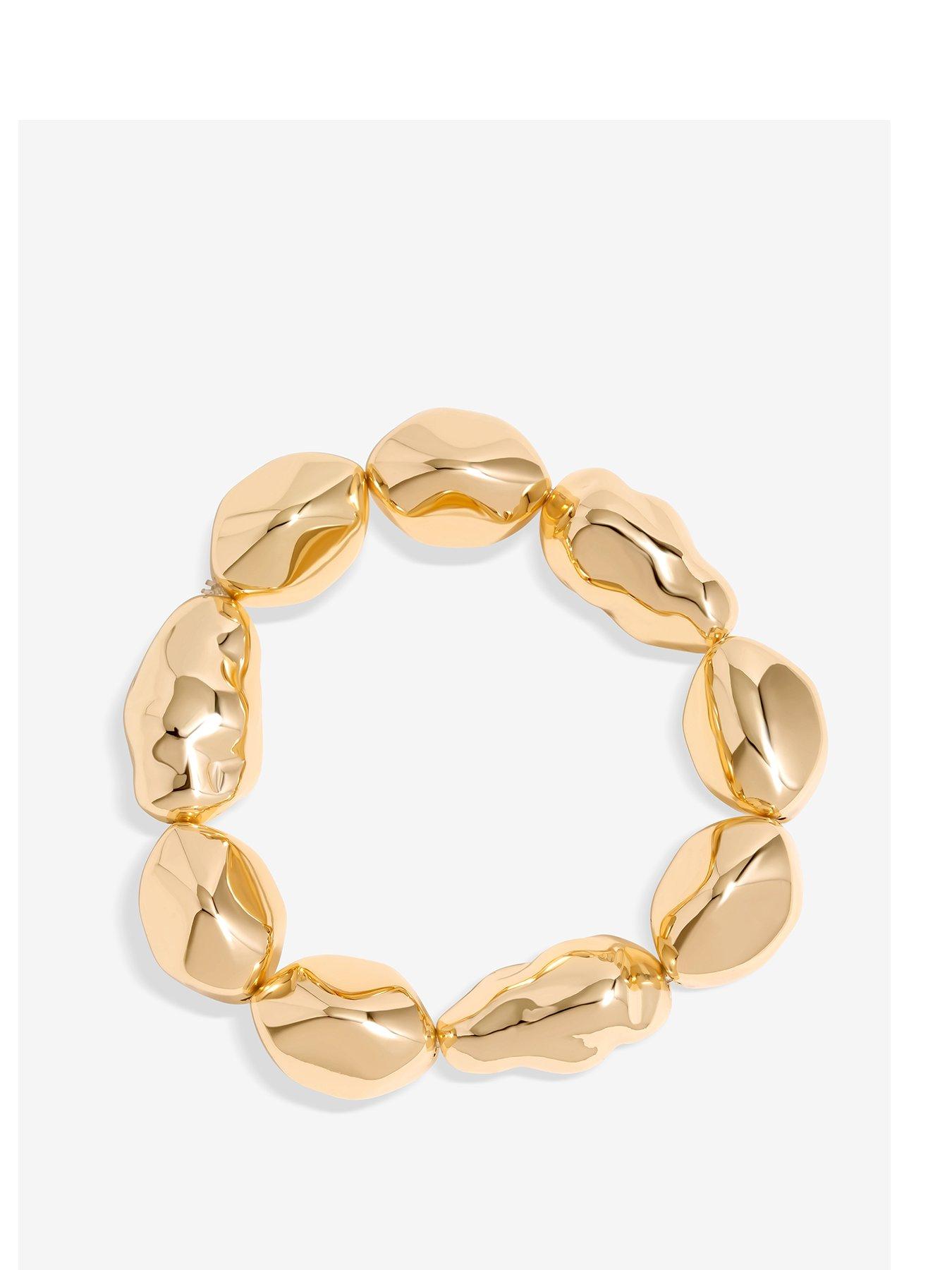 undefined Gold Sculpted Casted Nugget Stretch Bracelet