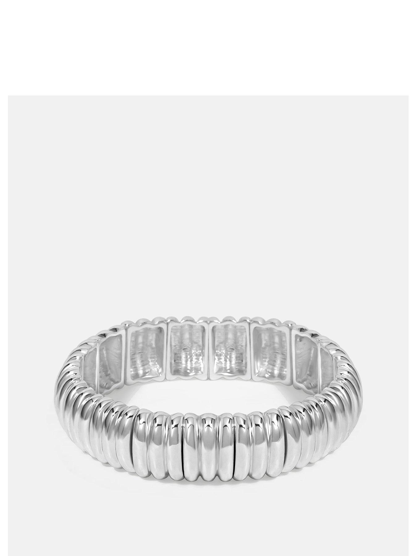 undefined Silver Ridged Stretch Bracelet