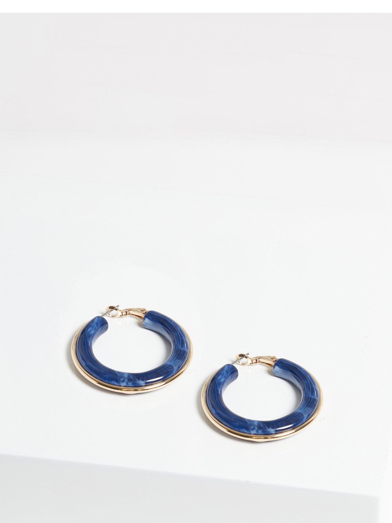 Product photograph of Mood Gold Blue Resin Large Hoops from very.co.uk