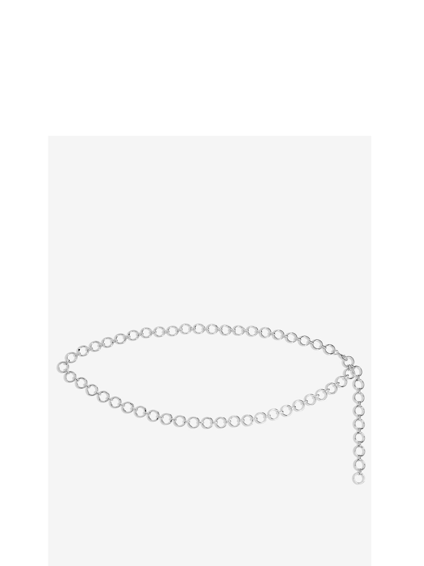 Product photograph of Mood Silver Polished Open Round Chain Belt from very.co.uk