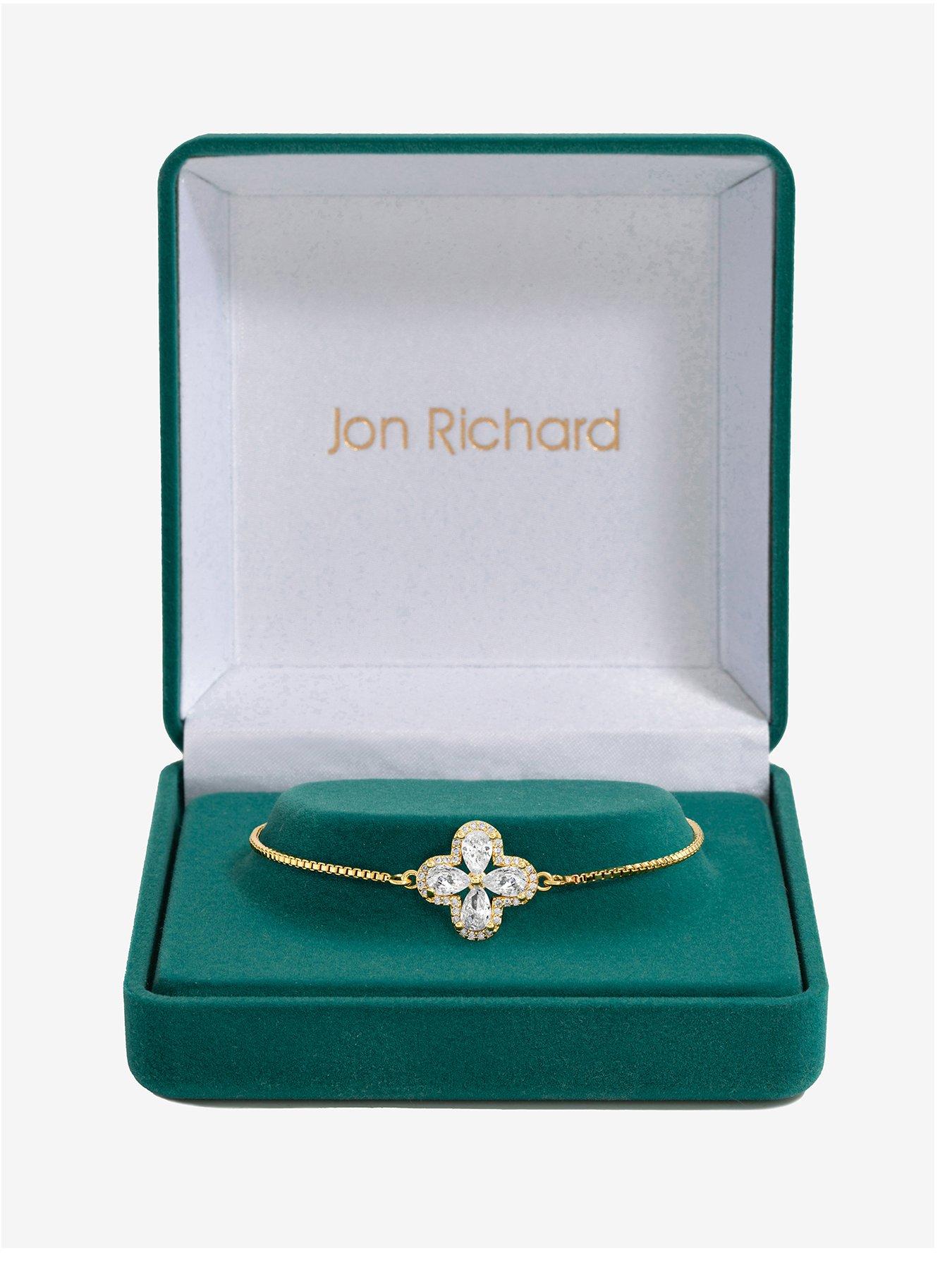 undefined Gold Plated Cubic Zirconia Clover Toggle Bracelet - Gift Boxed