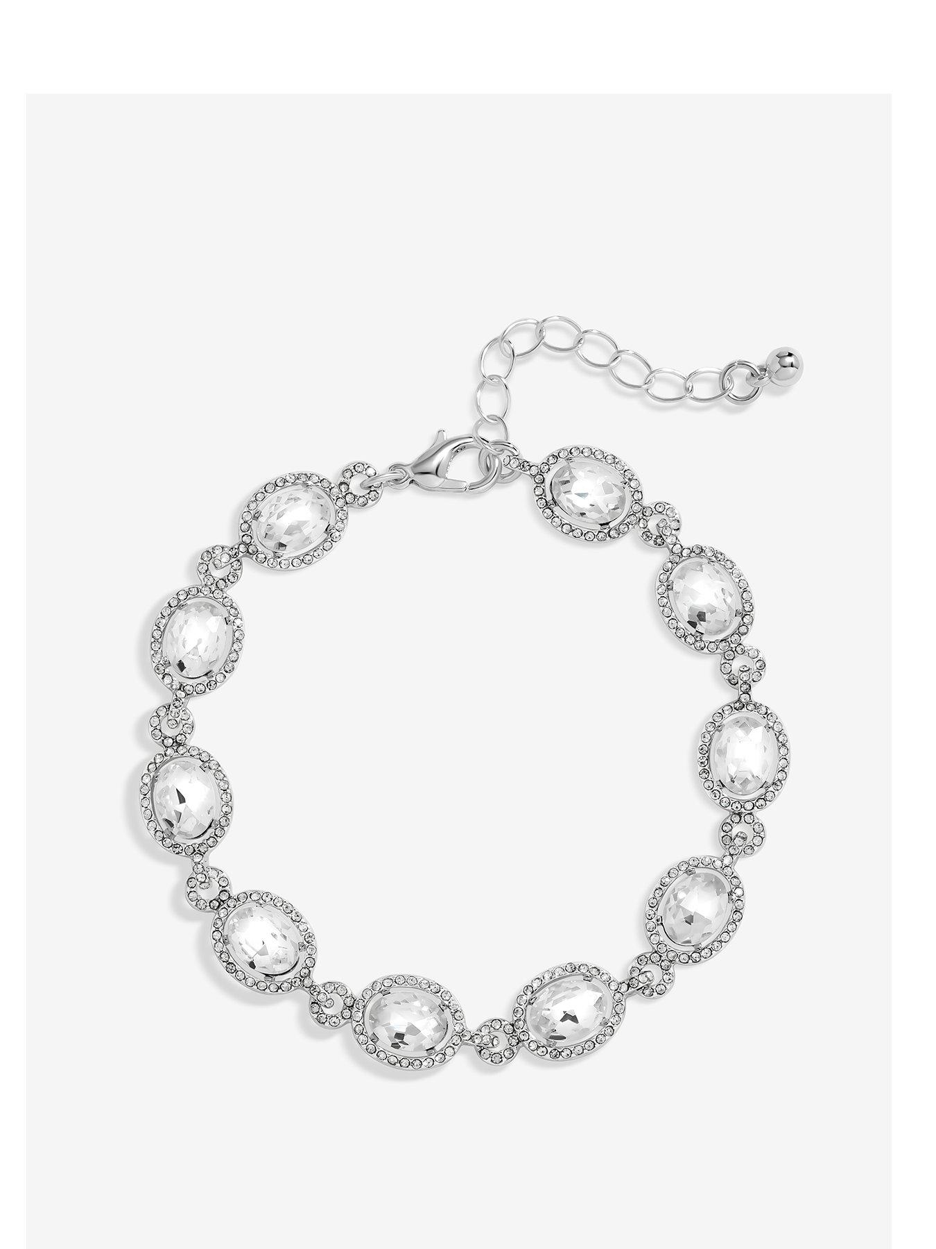 undefined Silver Plated Crystal Halo Bracelet