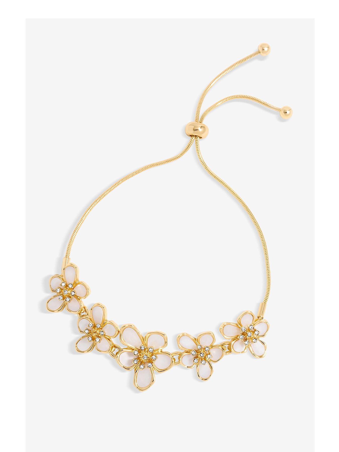 undefined Gold Plated Mother Of Pearl Floral Bracelet