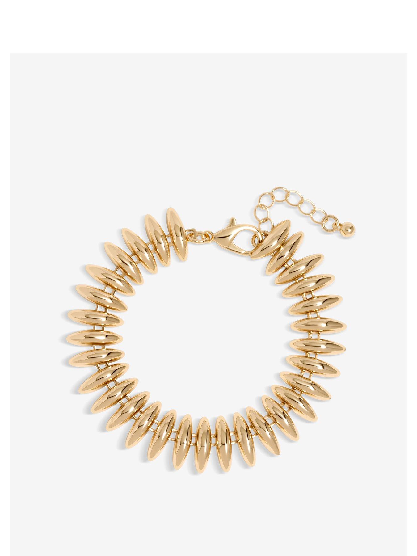 undefined Gold Plated Polished Ridged Bracelet - Gift Pouch