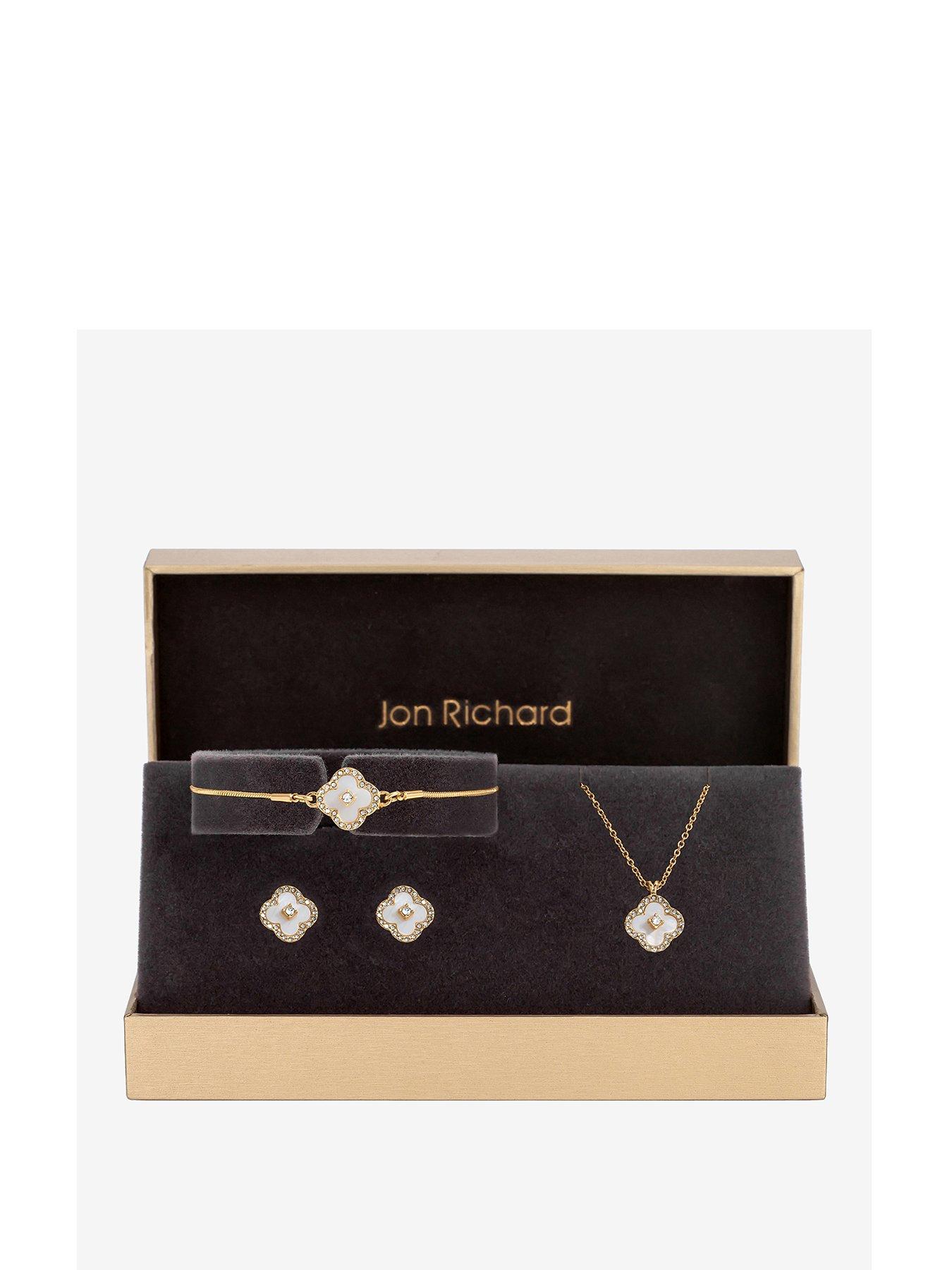 Image 1 of 5 of Jon Richard Gold Plated Crystal Clover Trio Set - Gift Boxed
