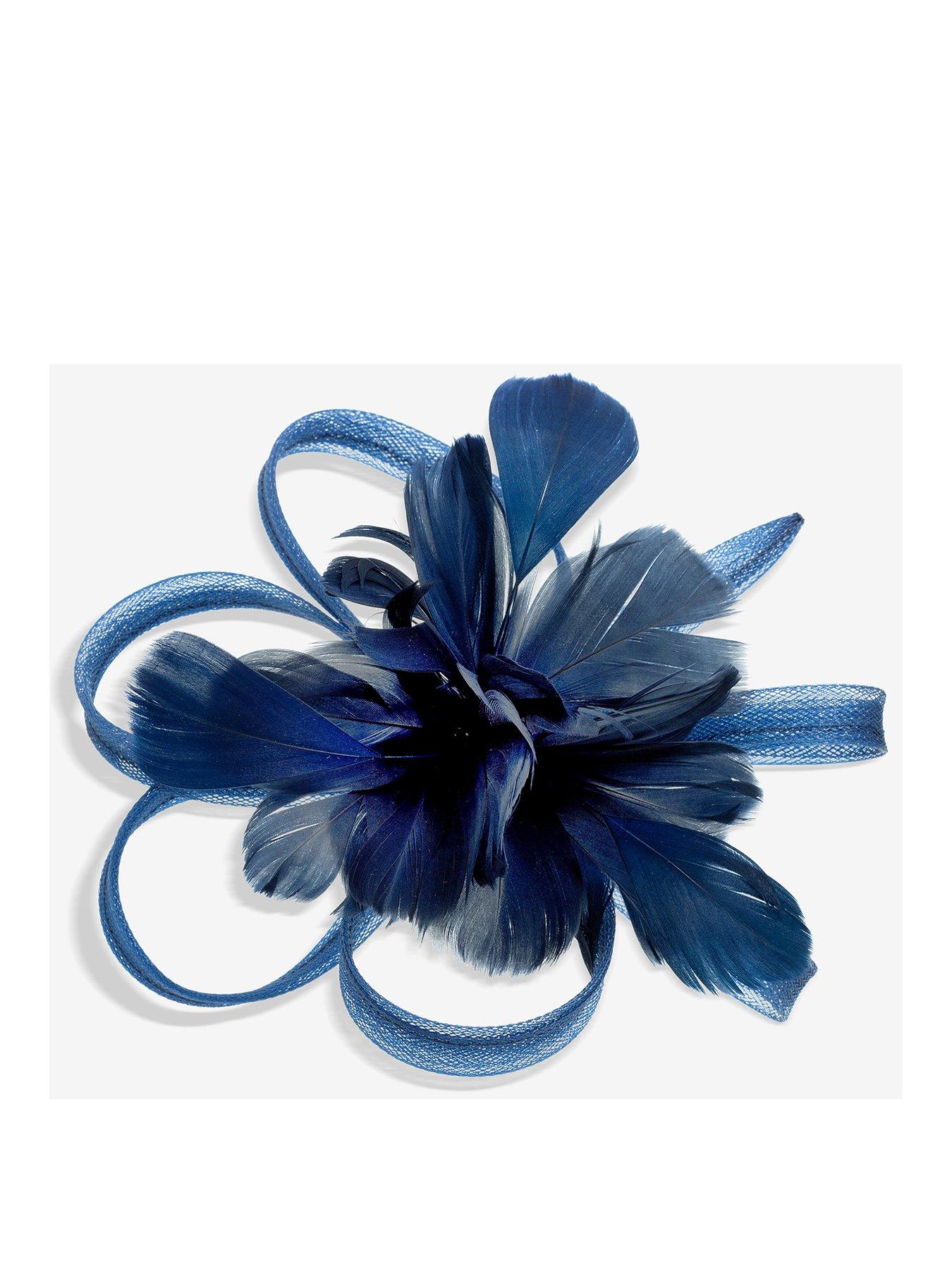 undefined Navy Floral Clip Fascinator