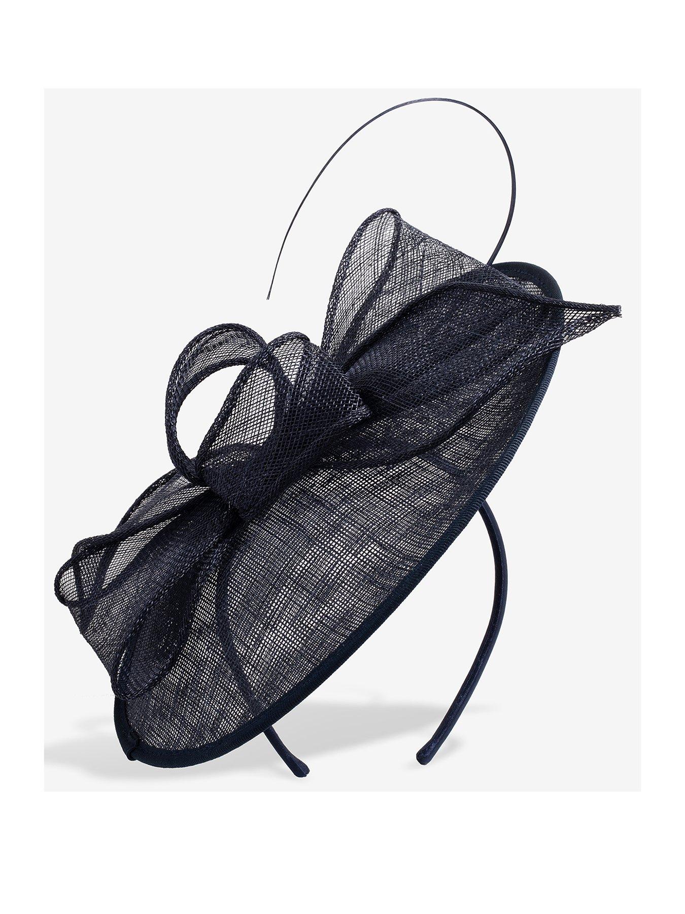 undefined Navy Woven Bow Fascinator