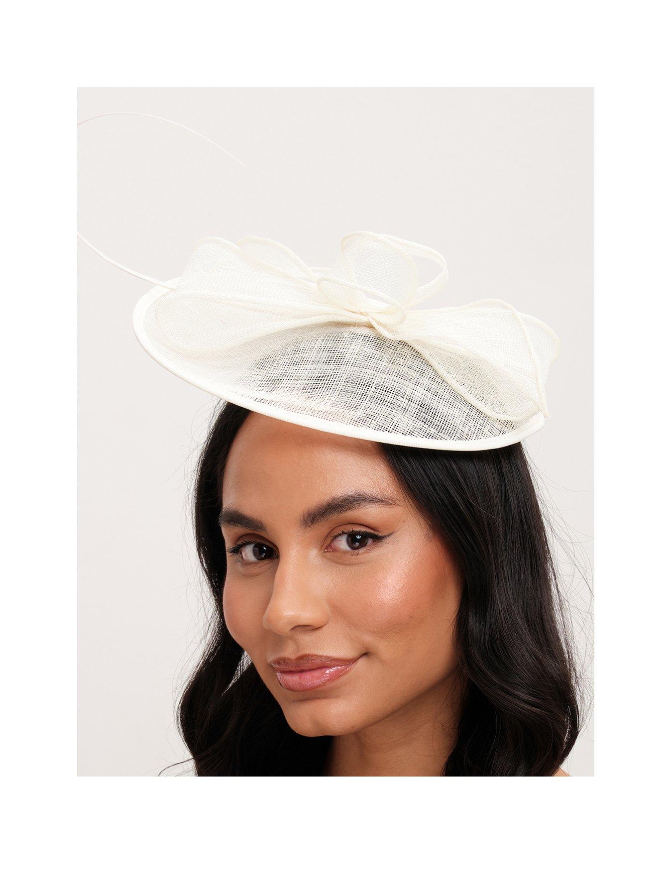 undefined Ivory Woven Bow Fascinator