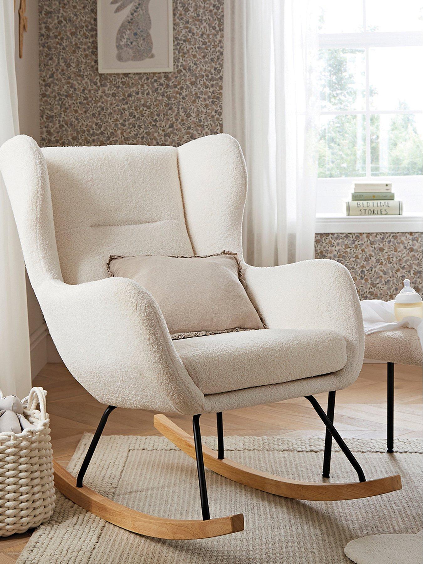 CuddleCo Marley Nursing Chair and Footstool - Teddy Off White