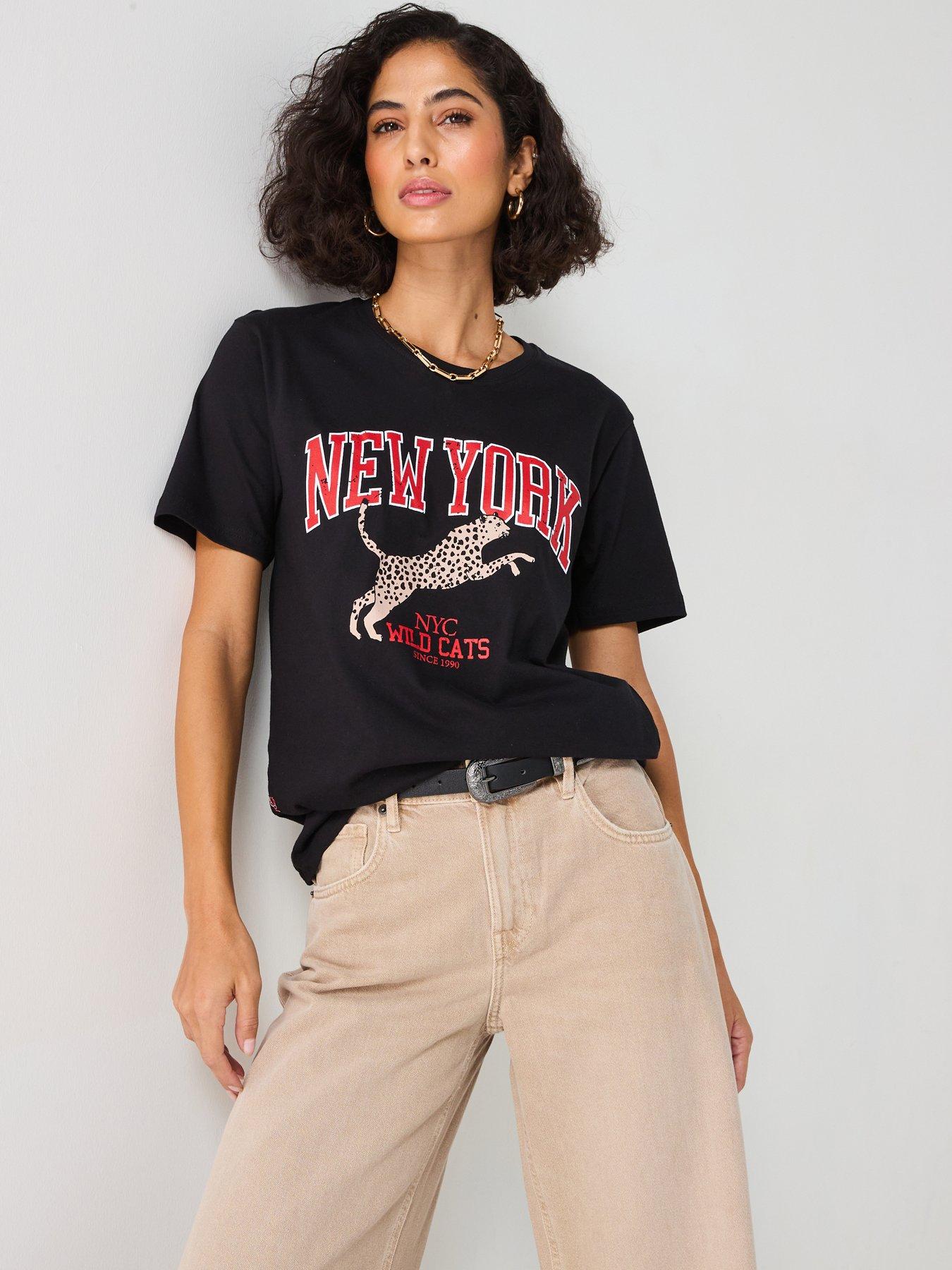 V by Very New York Graphic T-Shirt - Black