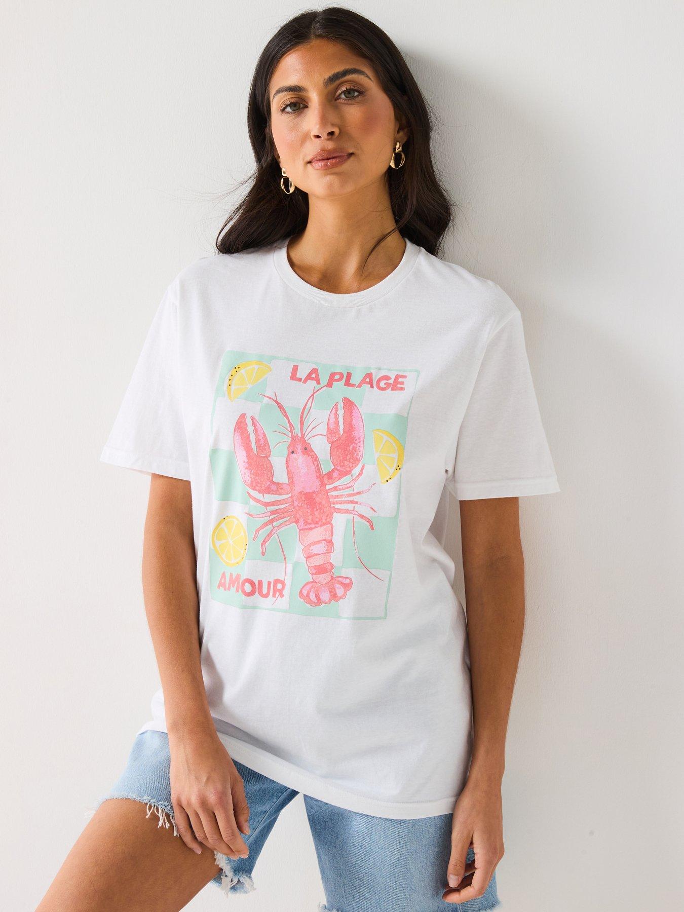 undefined Oversized Graphic Lobster Tee