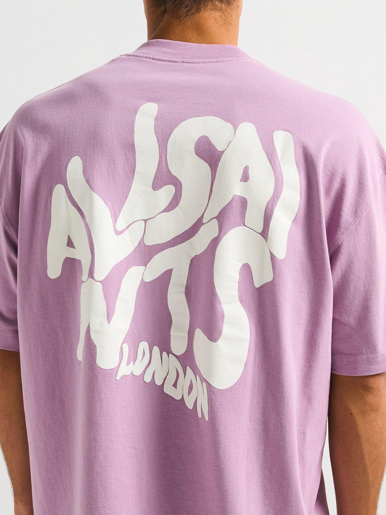 Image 4 of 6 of AllSaints All Saints Orlando Short Sleeve Crew Neck T-shirt-light Purple