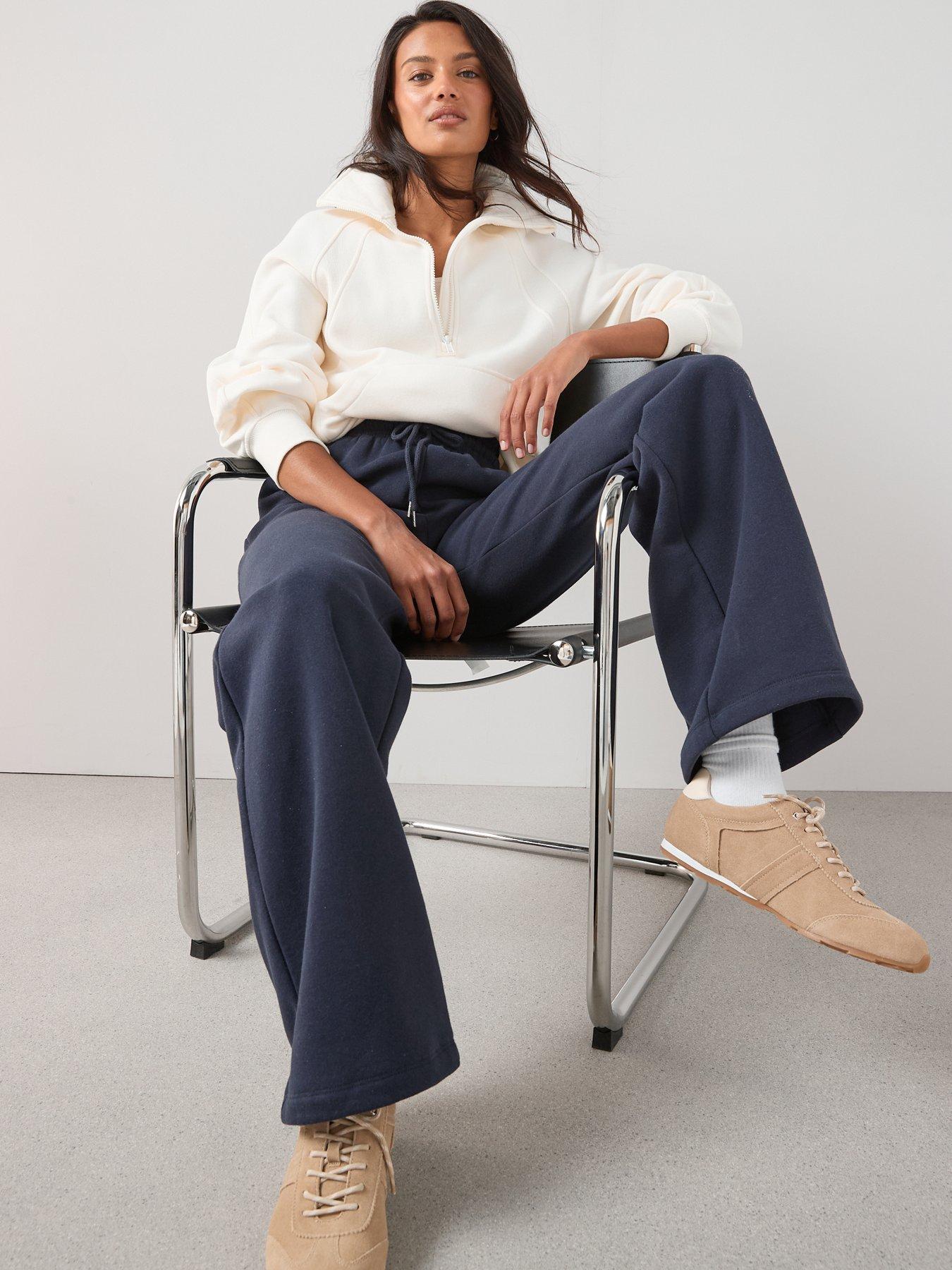 Image 3 of 6 of The Very Collection Wide Leg Relaxed Joggers - Navy