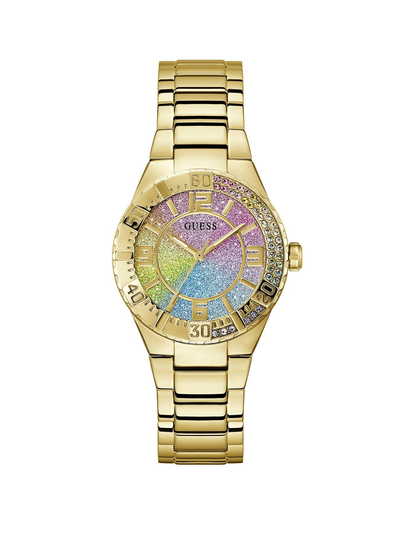 undefined gold tone case with crystals, ombre crystal dial and gold tone bracelet
