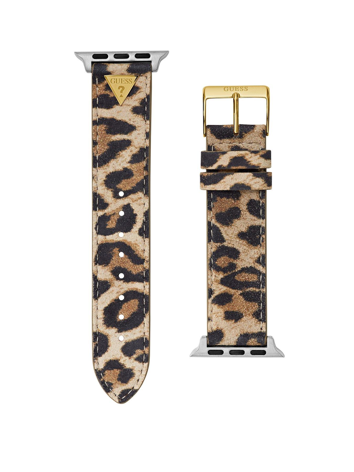 Product photograph of Guess Leopard Print 38-40mm Strap To Fit Apple Watch from very.co.uk