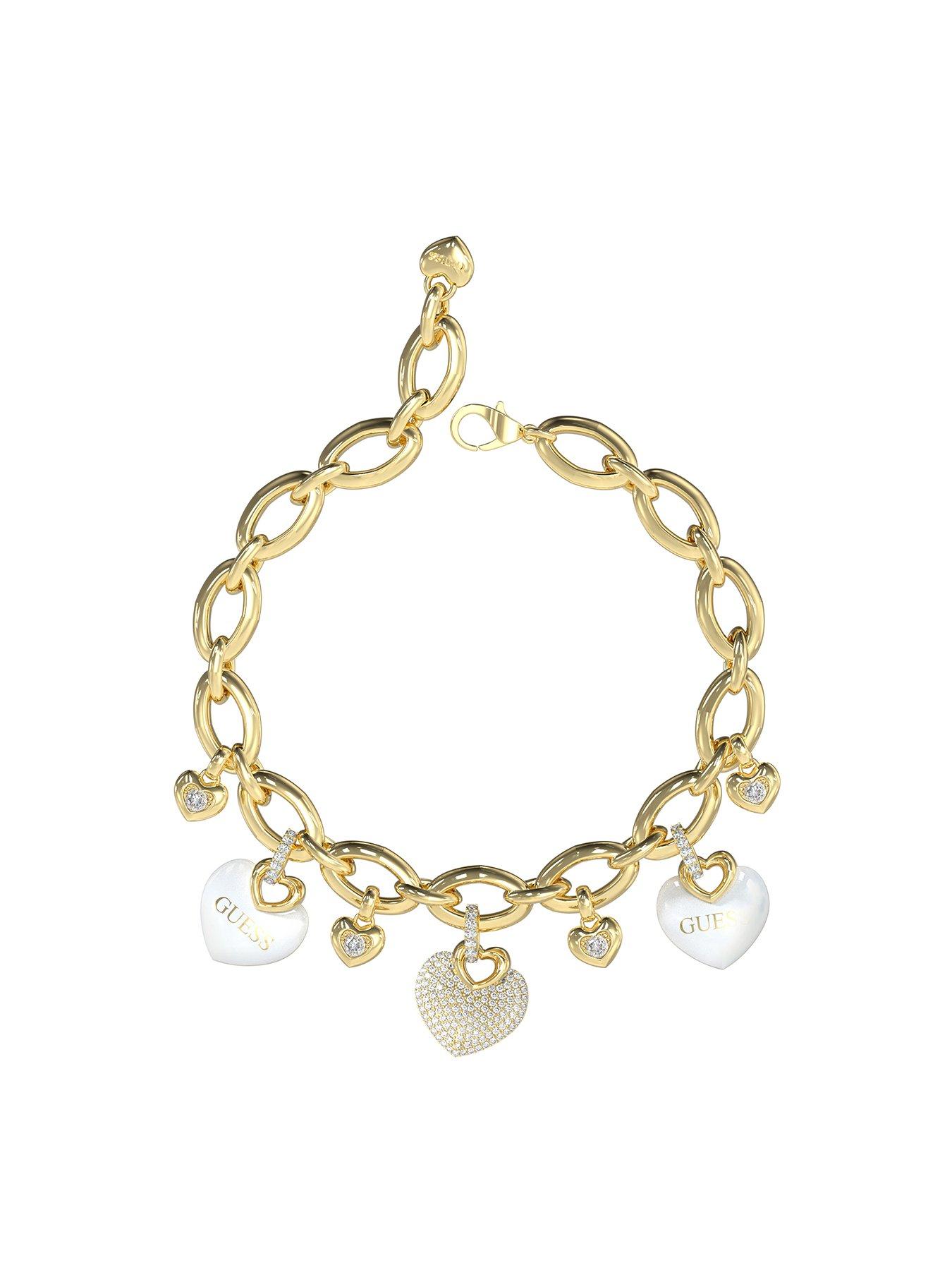 undefined gold tone HEARTS ENAMEL  &  PAVE BRACELET