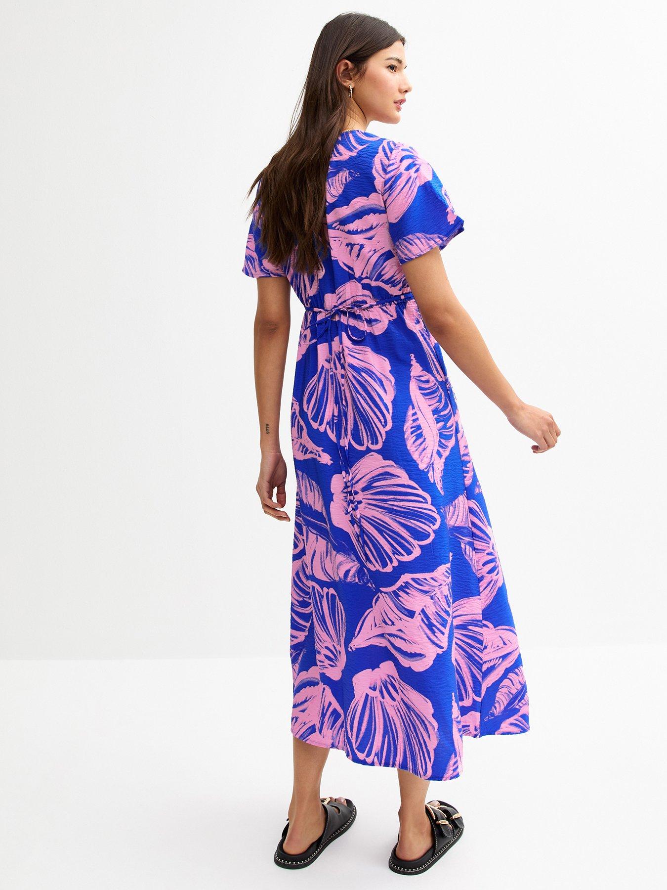 Image 2 of 4 of New Look Katy Shell Tea Midi Dress - Blue