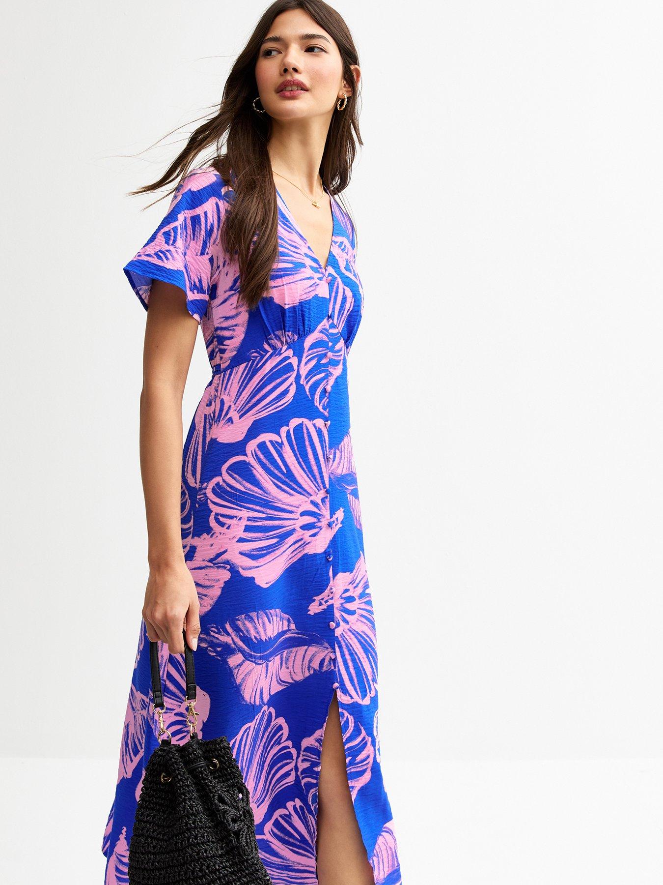 Image 3 of 4 of New Look Katy Shell Tea Midi Dress - Blue