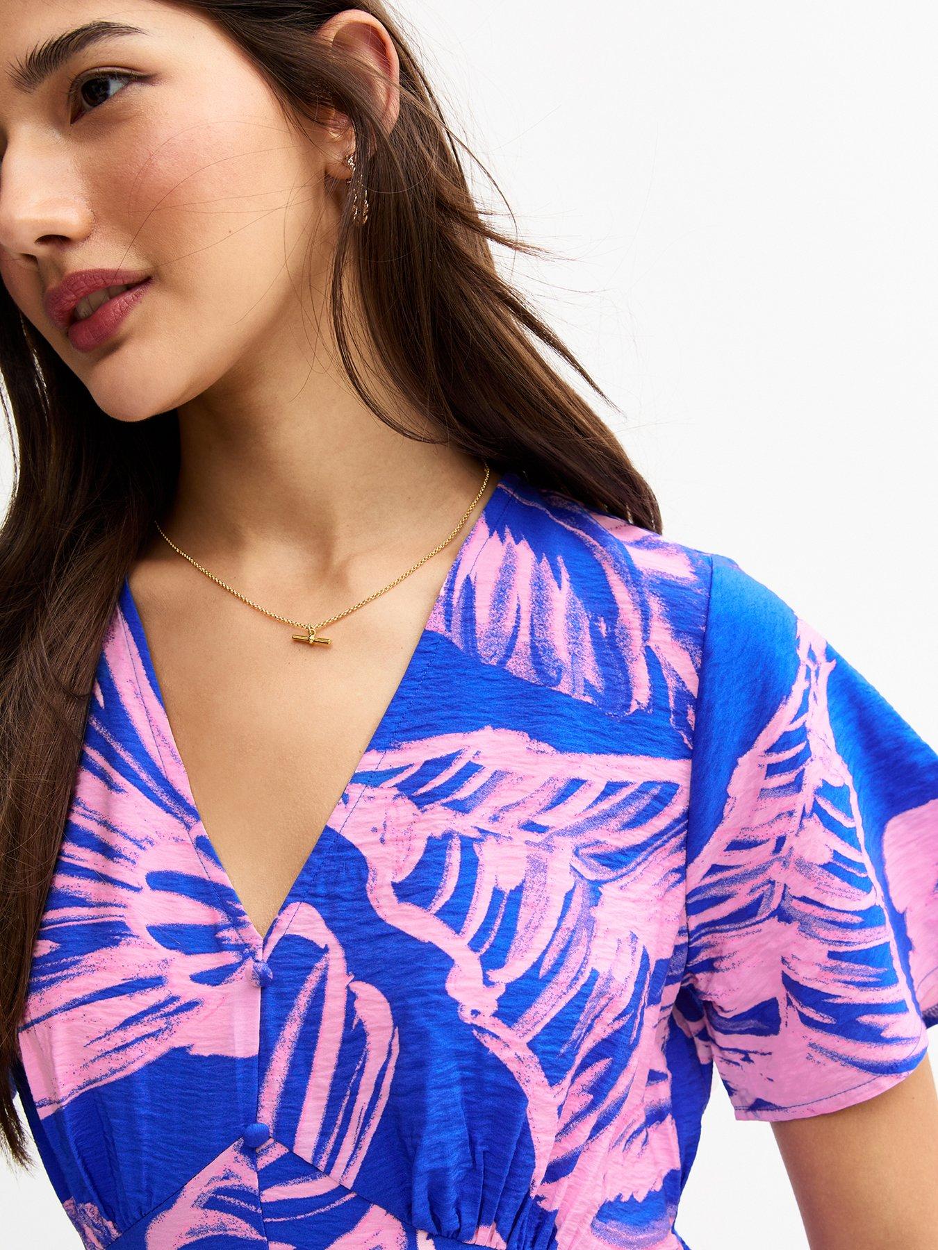 Image 4 of 4 of New Look Katy Shell Tea Midi Dress - Blue
