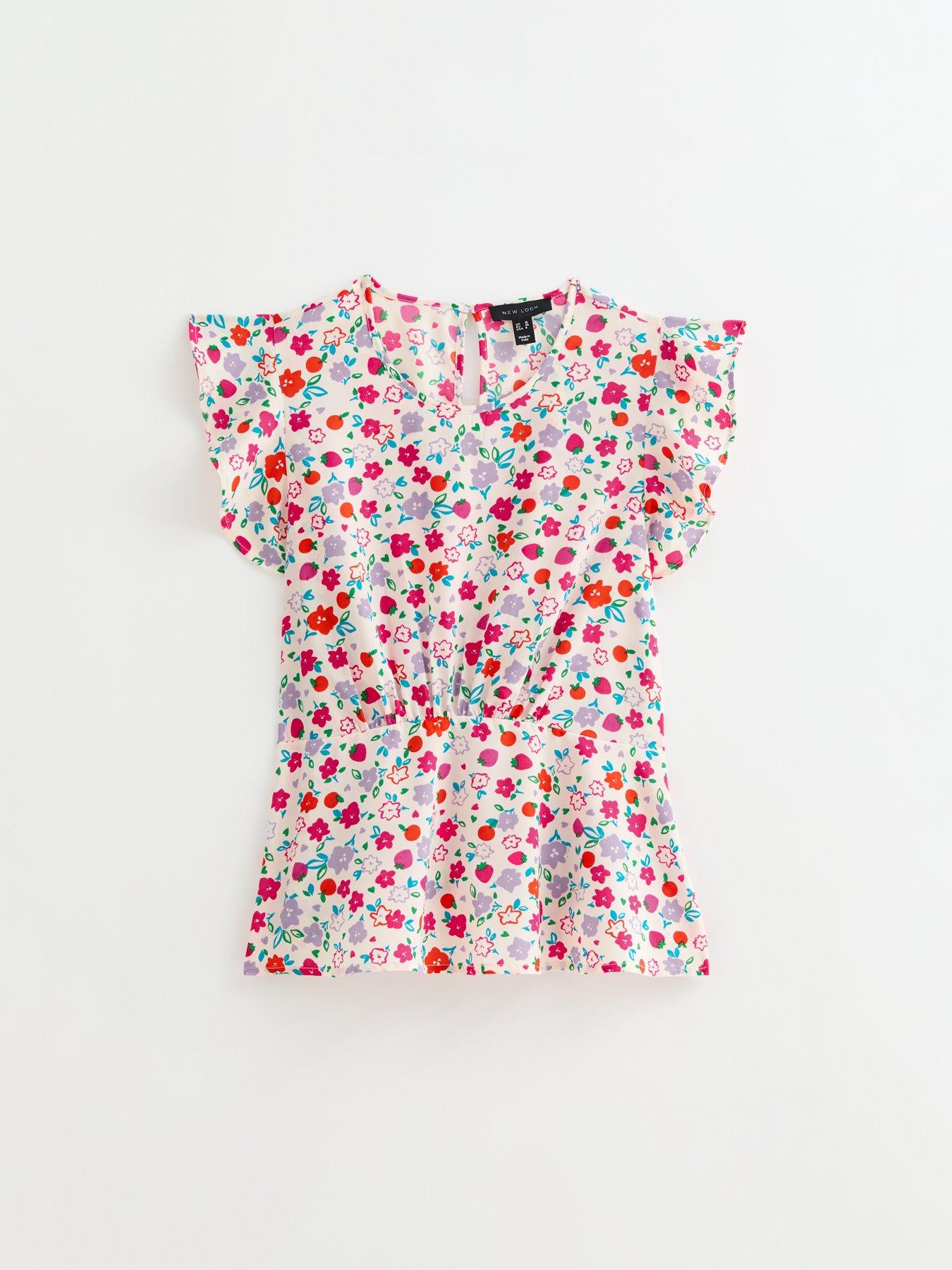 Image 5 of 5 of New Look Floral Print Ruffled Top - White