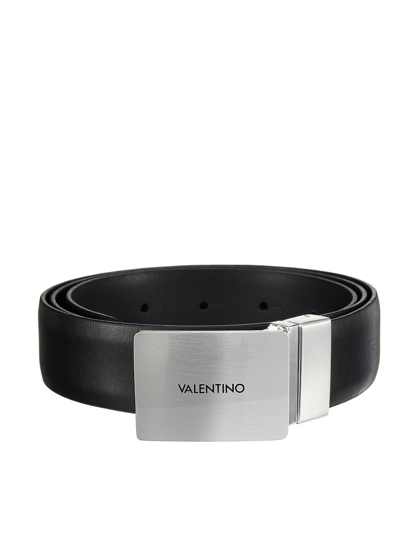 Valentino Valentino Litech Plaque Buckle Leather Belt- Black