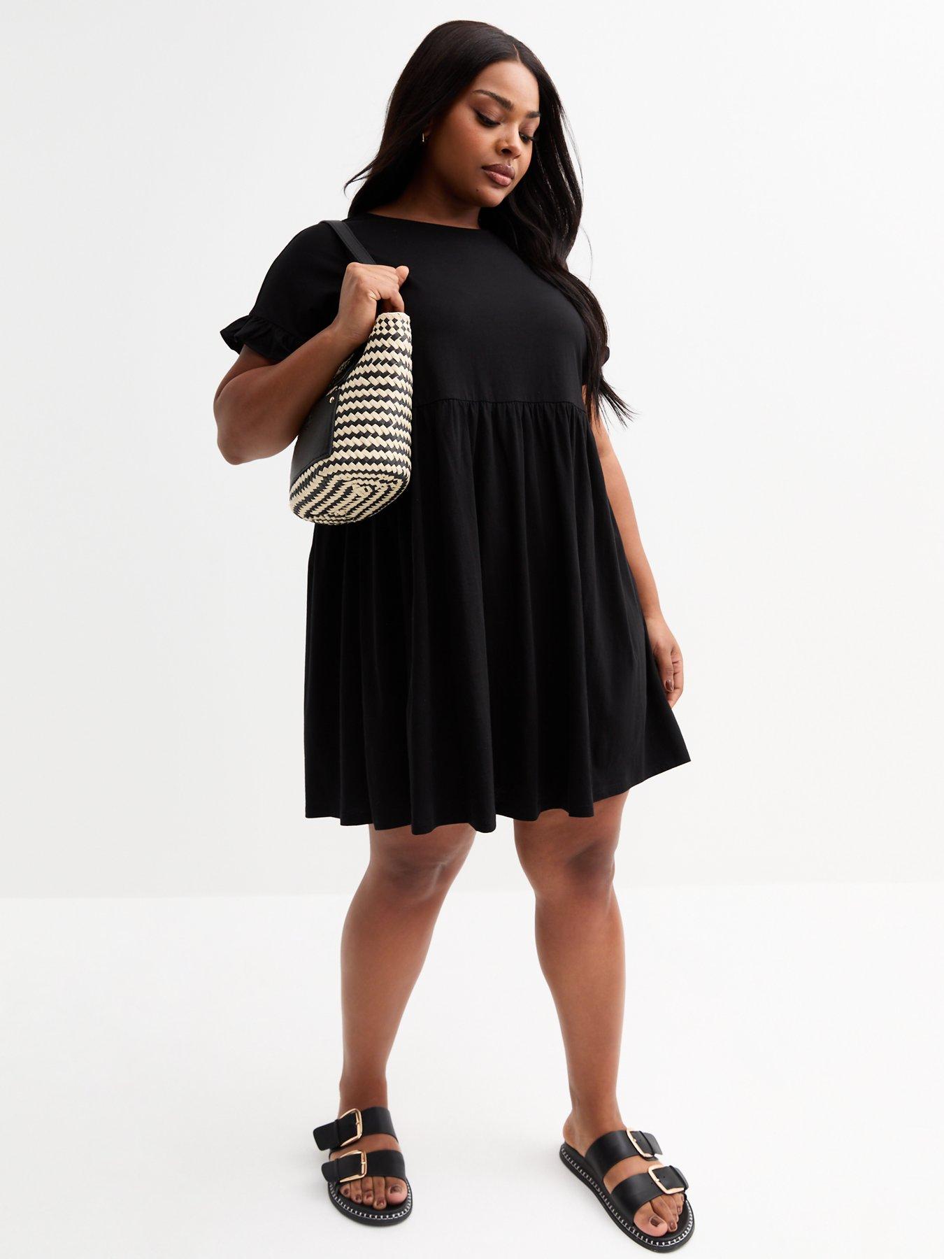 undefined Curves Black Frilly Trimmed Mini Dress