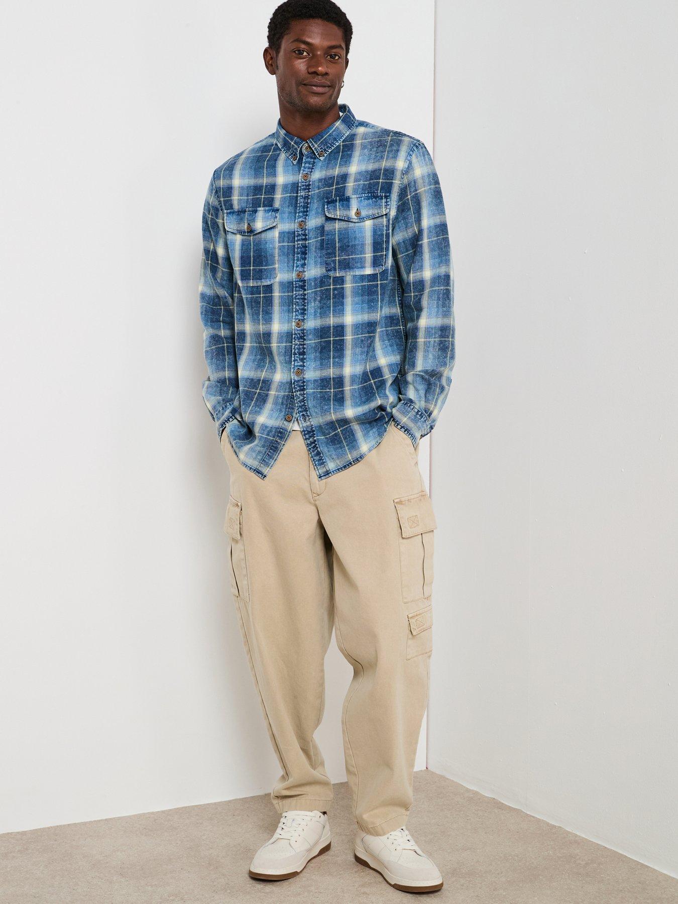 very-man-double-pocket-washed-check-shirt-blue