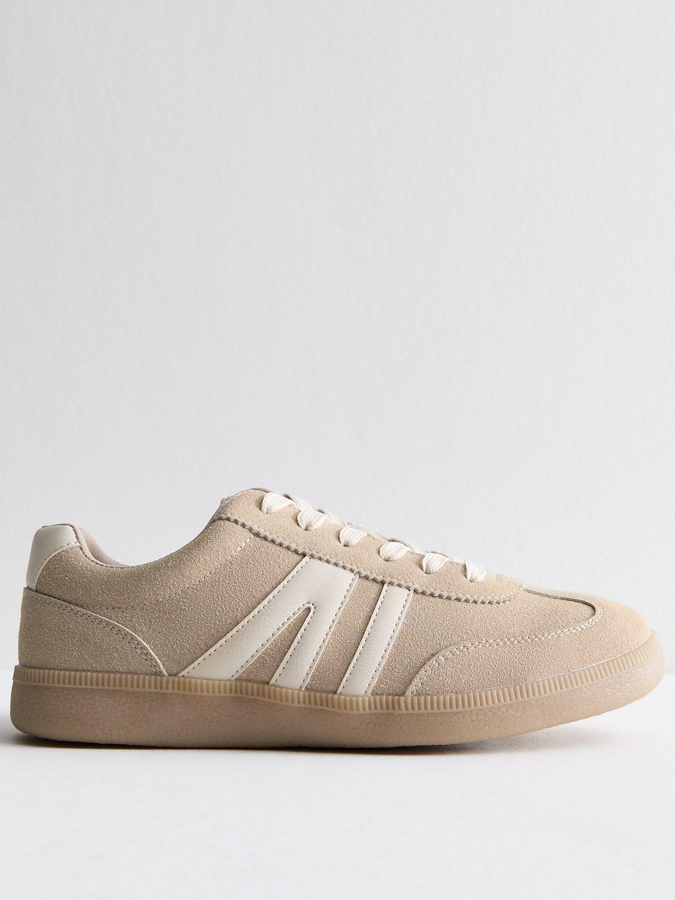 undefined Off White Faux Suede Panelled Trainers