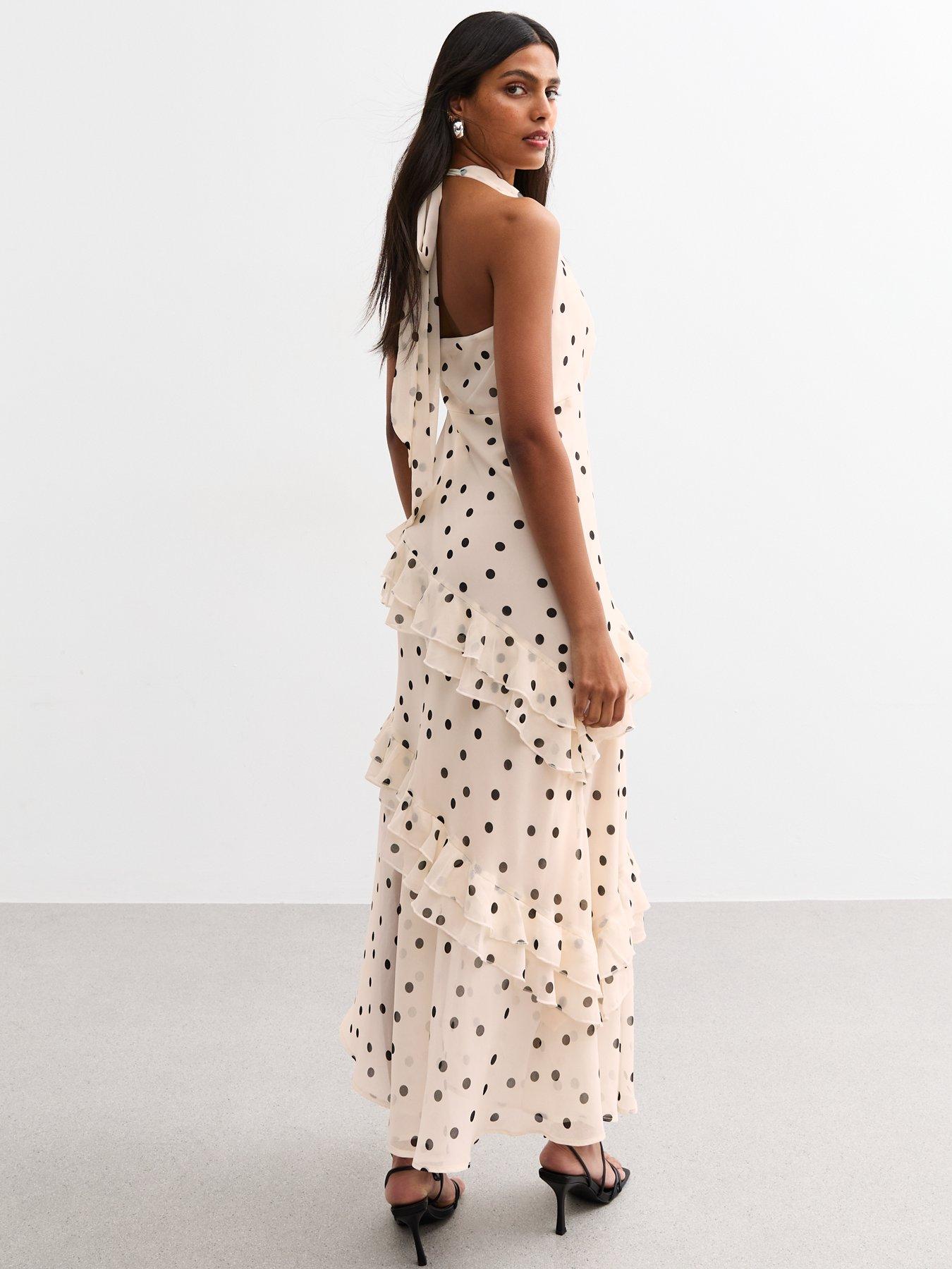 cream polka dot dress Can't Resist You Mini Dress Cream/Choc Polka Dot