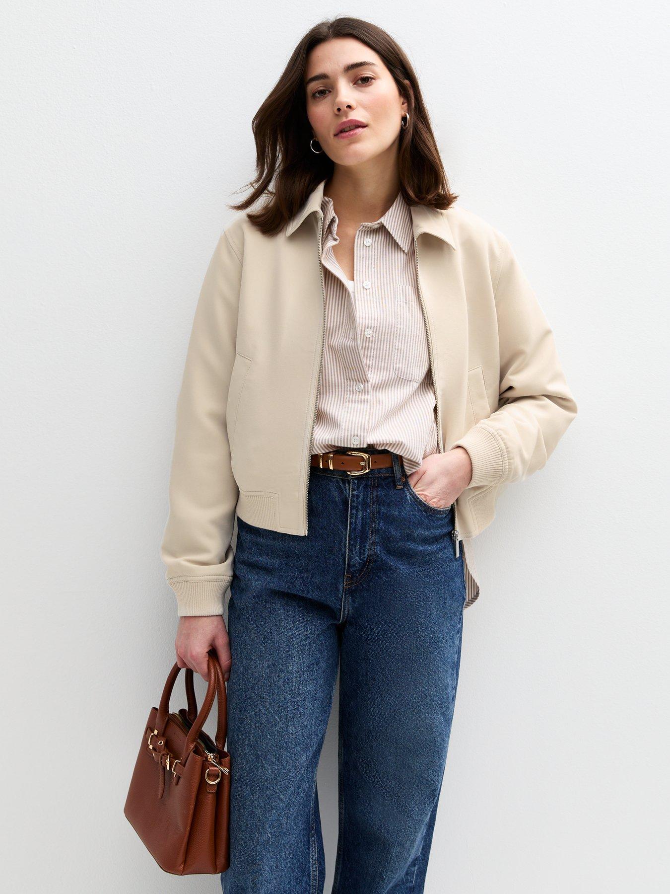 Image 1 of 4 of New Look Cream Bomber Jacket