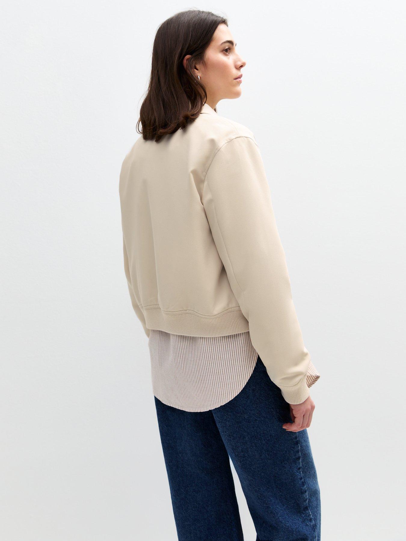 Image 2 of 4 of New Look Cream Bomber Jacket