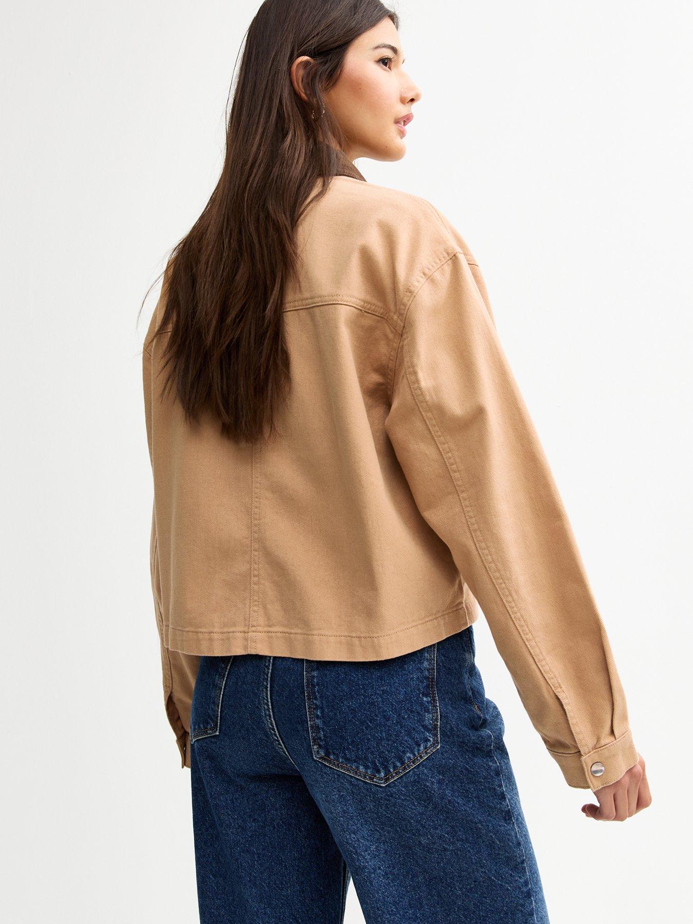 New Look Tan Contrast Collar Barn Jacket Very