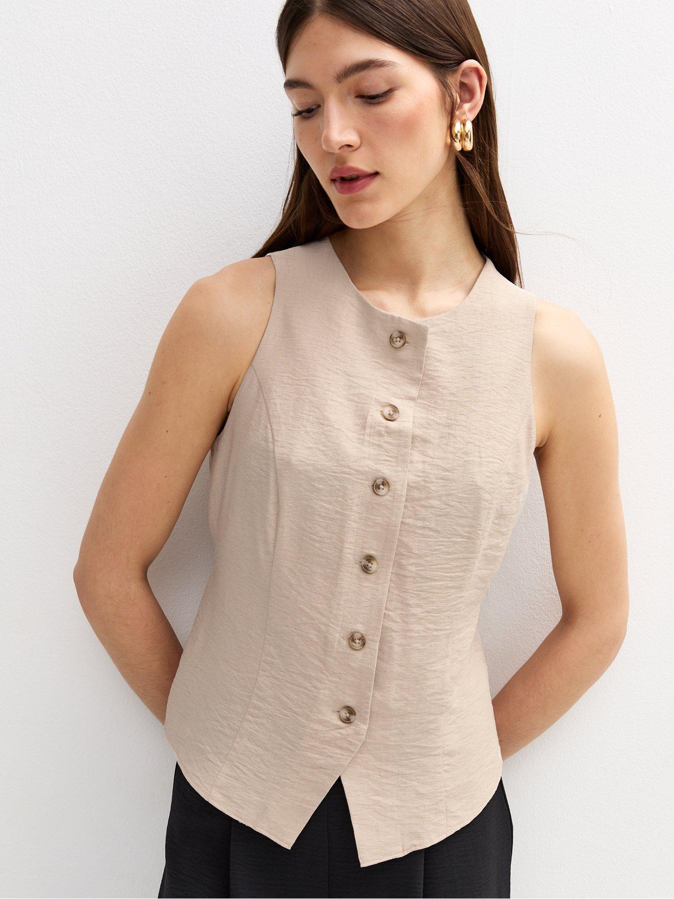 undefined Stone Sleeveless Crew Neck Waistcoat