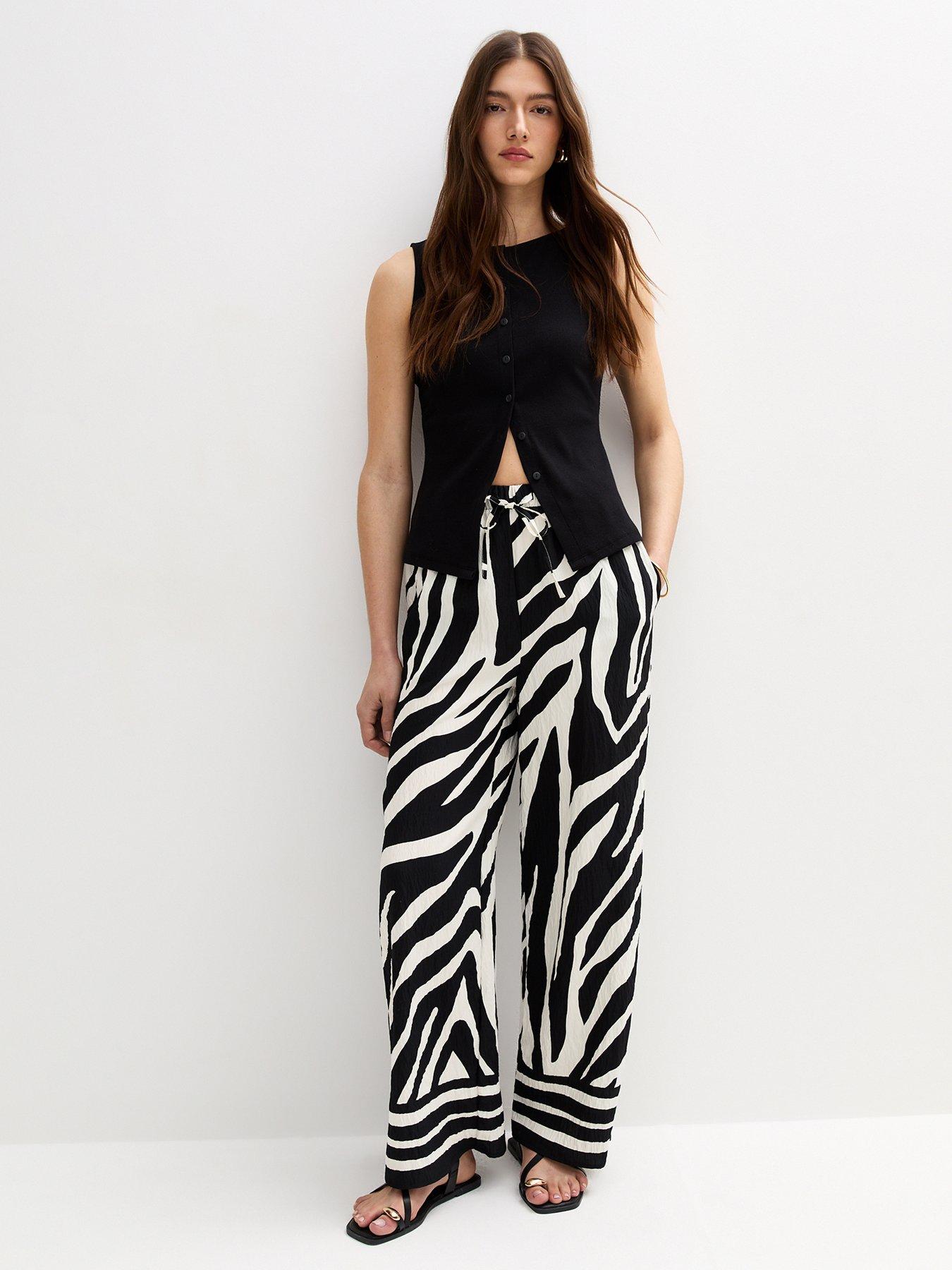 undefined Ziggy Zebra Airflow Wide Leg Trousers - Black
