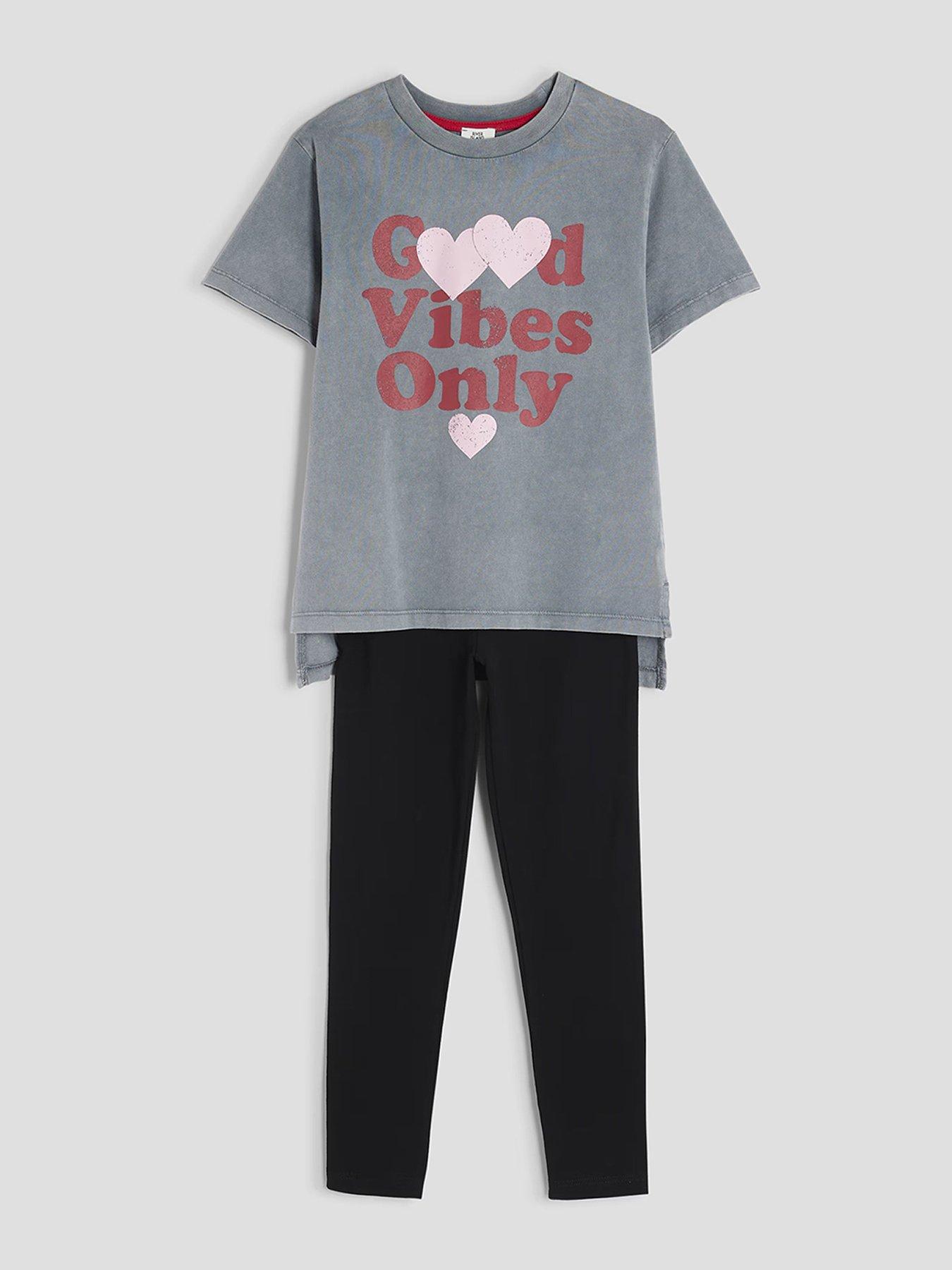 undefined Girls Good Energy Legging Outfit Set - Grey