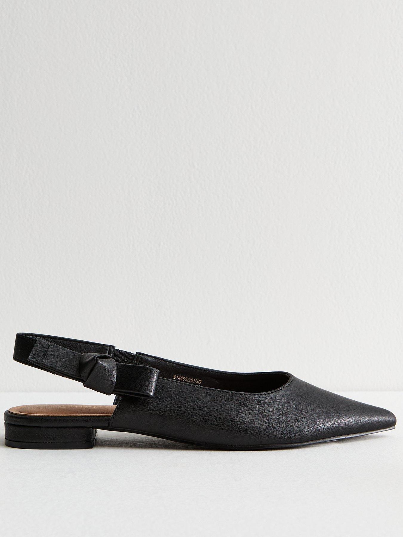 undefined Black Bow Strap Slingback Pumps