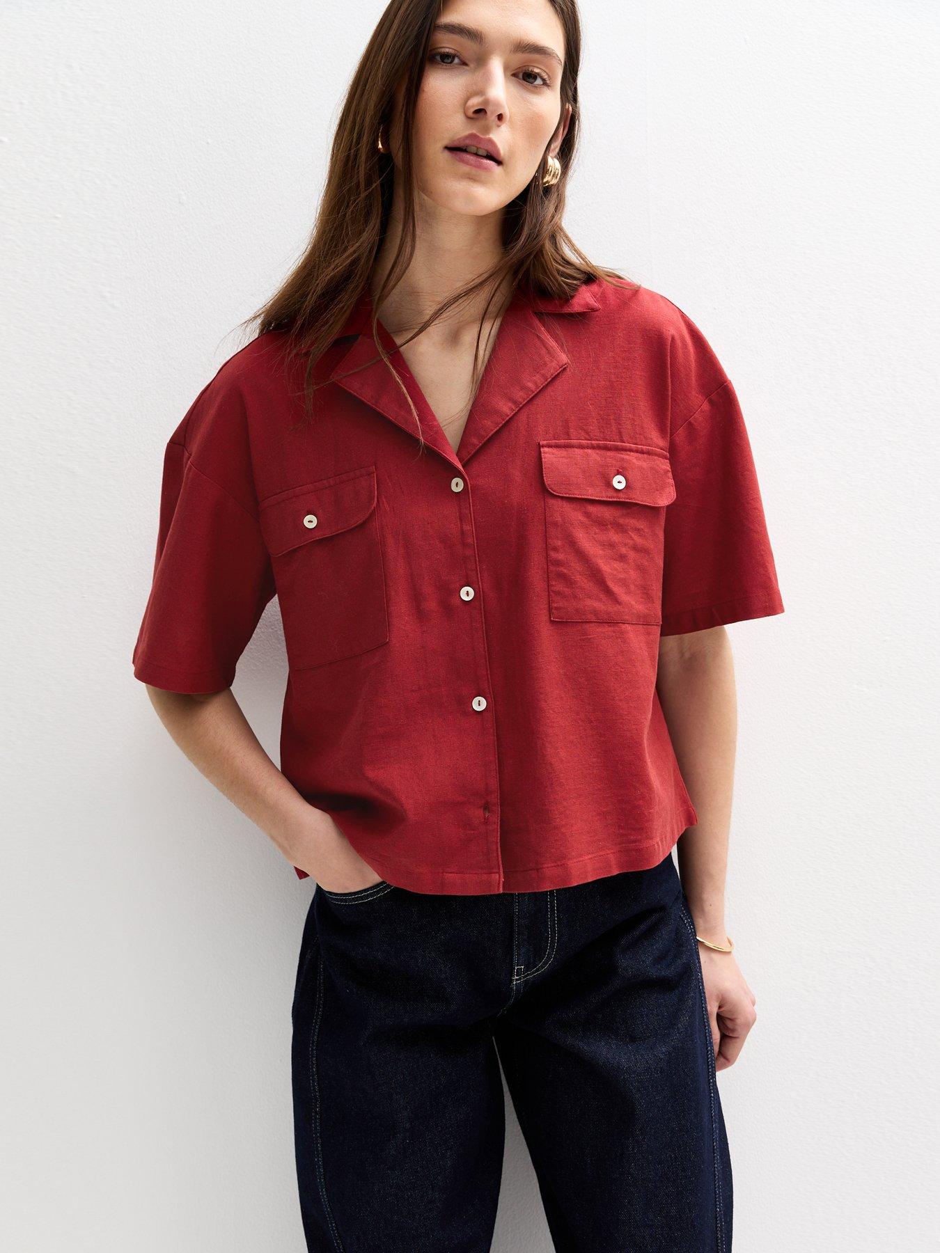 undefined Red Oversized Boxy Fit Shirt