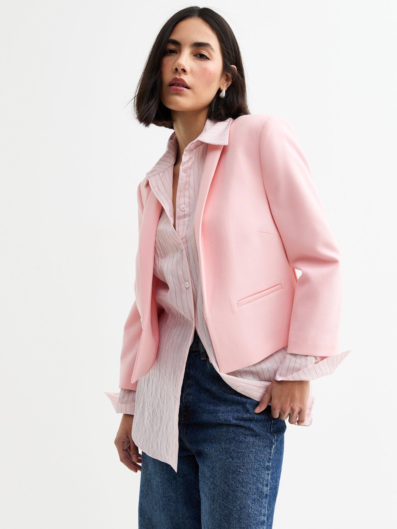 New Look Light Pink Cropped Blazer Jacket Very