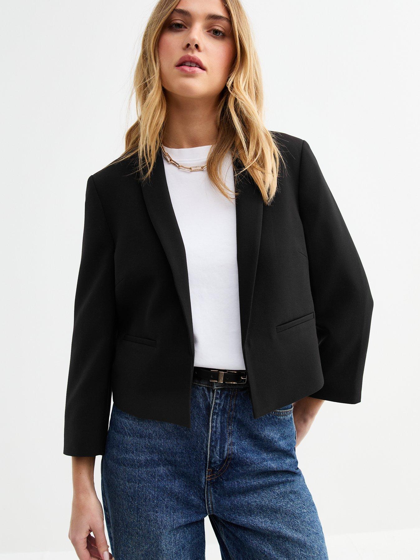 undefined Black Cropped Blazer Jacket