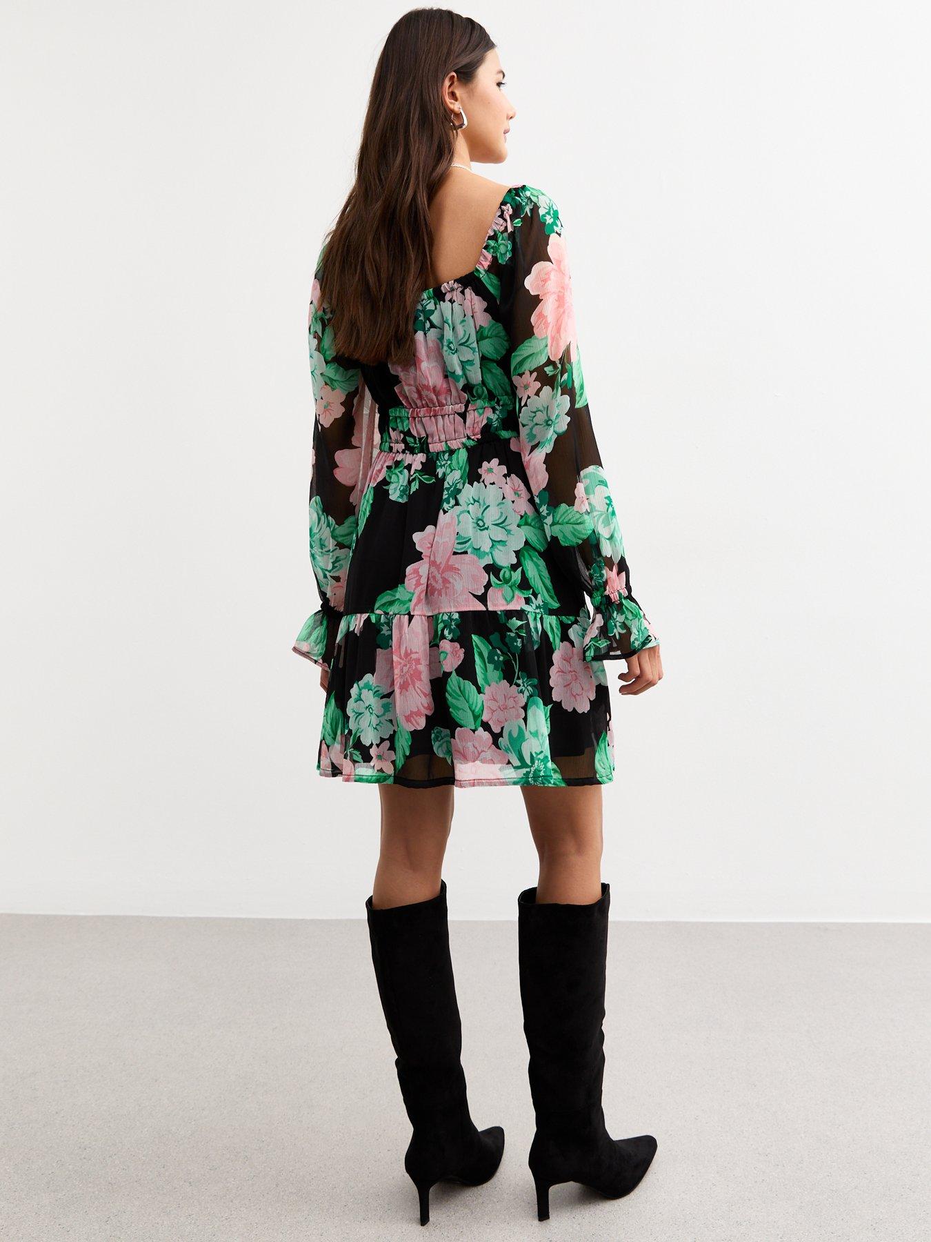 Floral Print Crinkled Dress