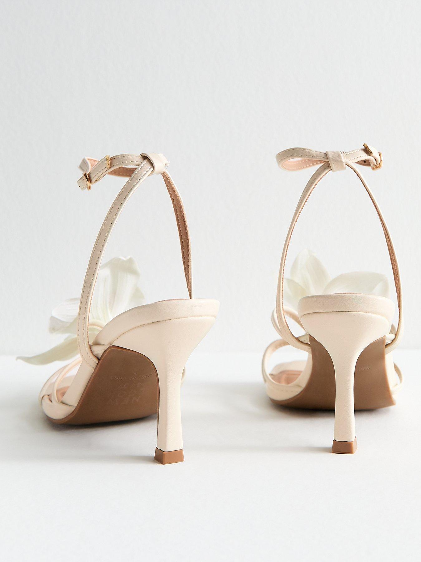 New Look Off White Faux Leather Orchid Applique Sandals Cream Very
