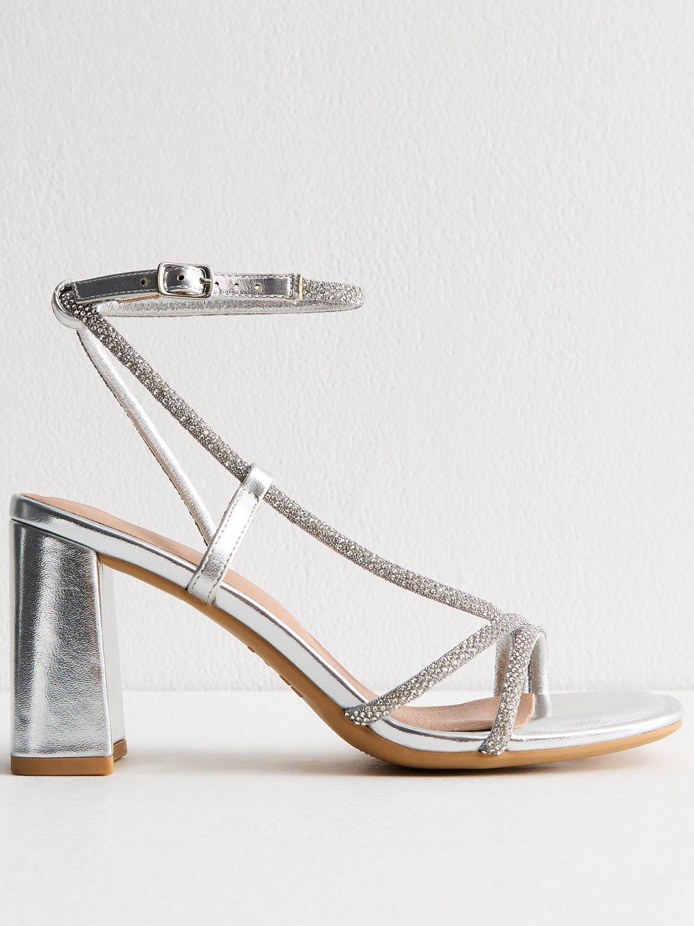 undefined Silver Diamantè Embellished Multi Strap Sandals
