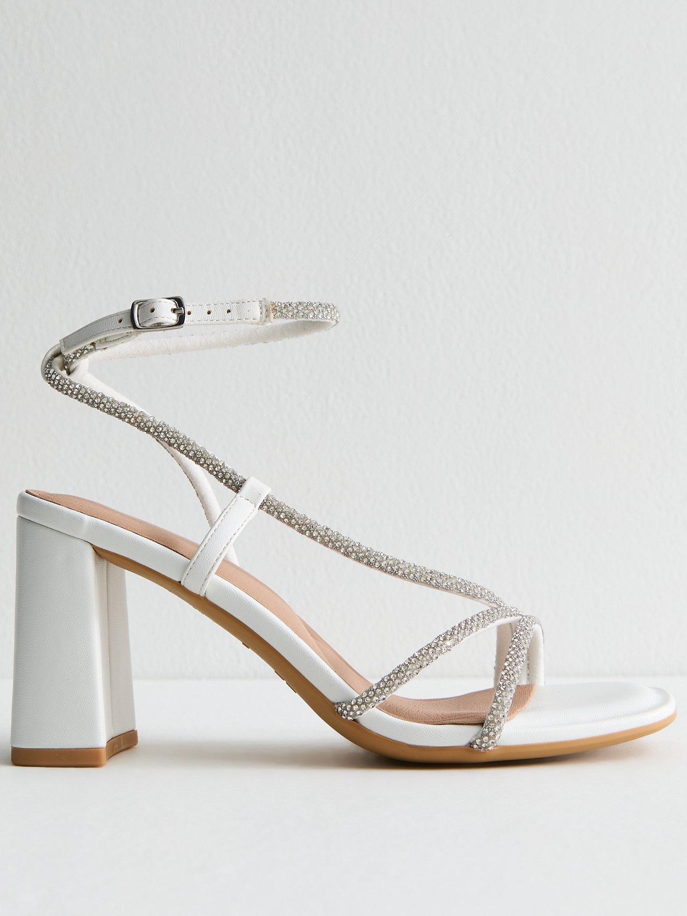 undefined White Diamantè Embellished Multi Strap Sandals
