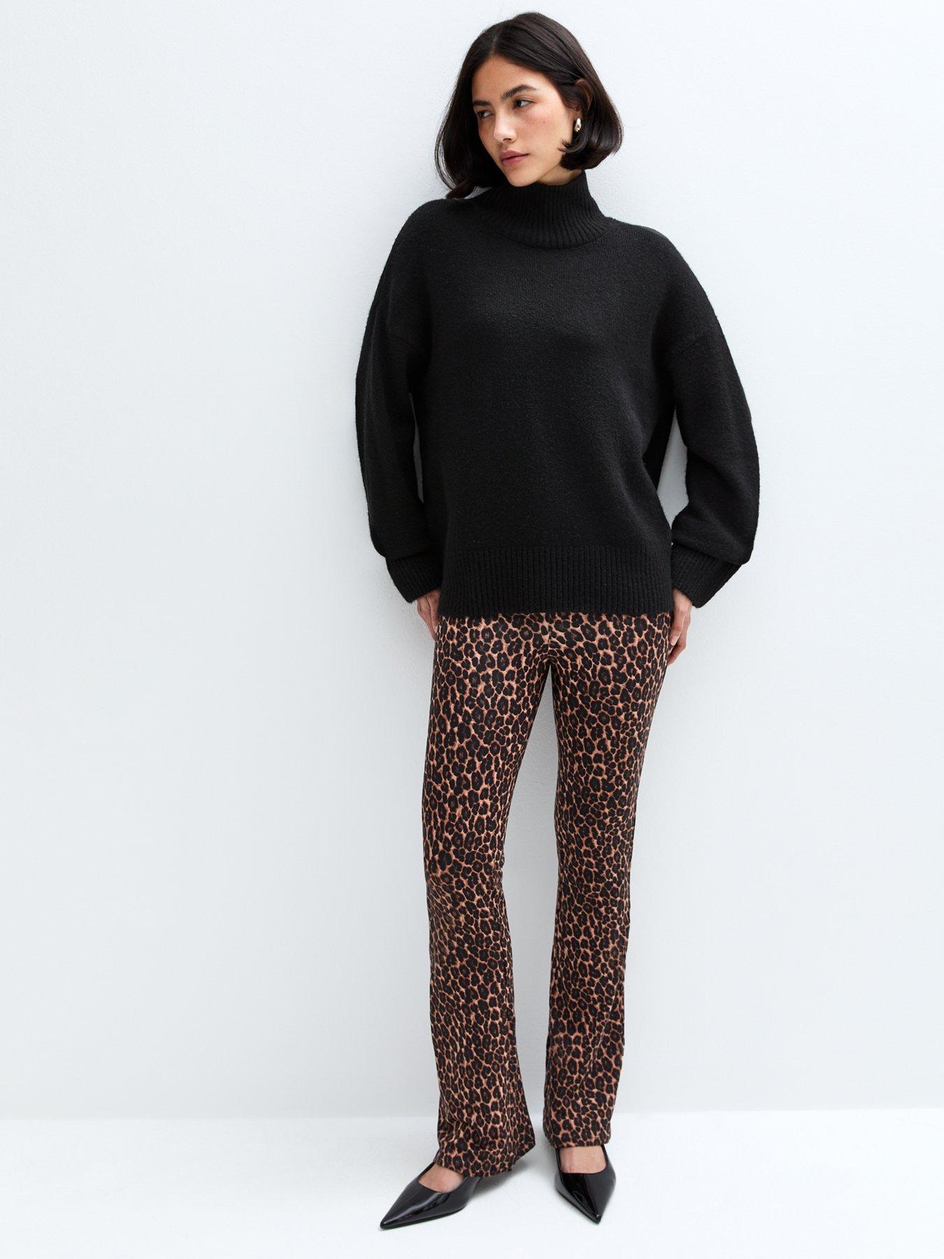 undefined Brown Leopard Print Flared Leggings