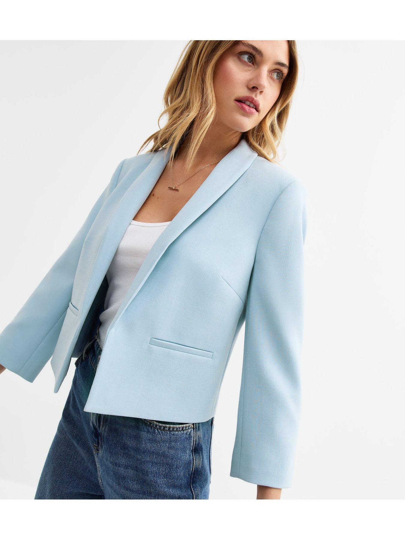 New Look Light Blue Cropped Blazer Jacket Very