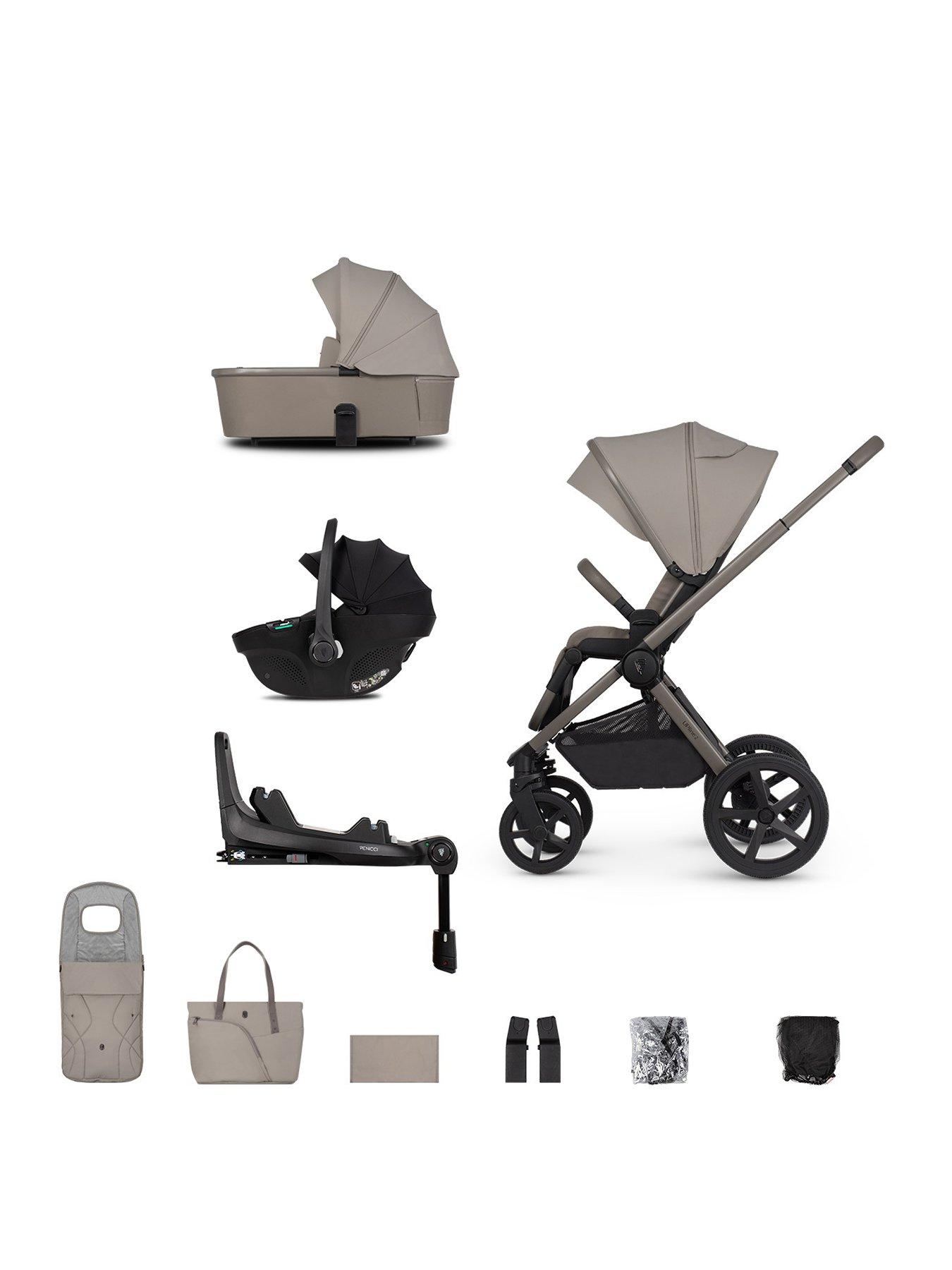 Venicci Upline 2 - 3in1 Bundle plus Tiago Black Car Seat and 360 Base - Taupe