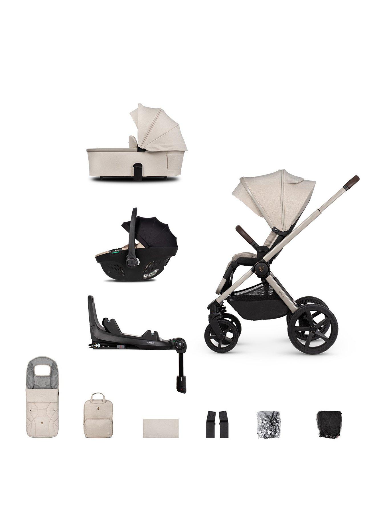 undefined Upline 2 - 3in1 Bundle plus Tiago Beige Car Seat and 360 Base - Stone Beige